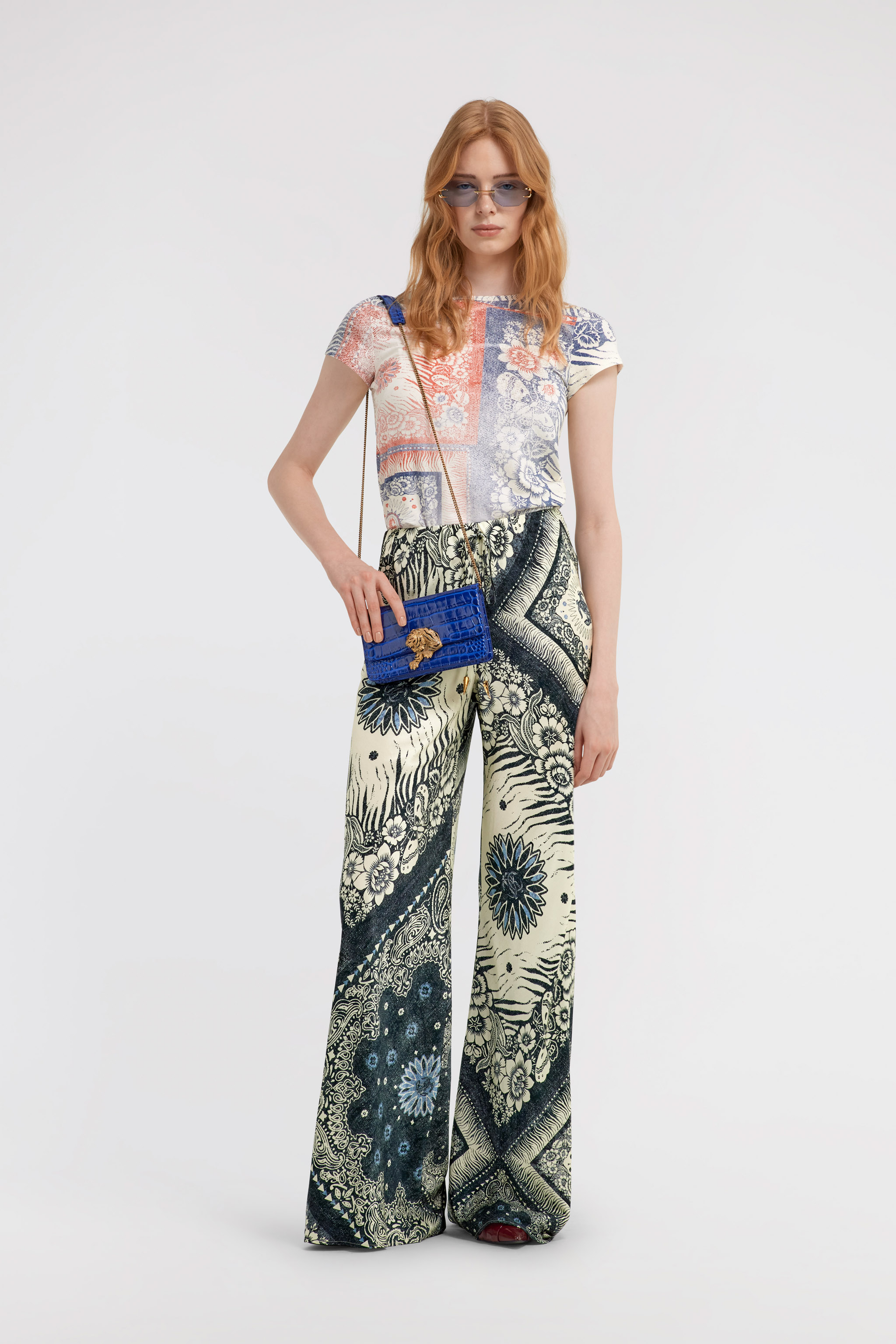 Roberto Cavalli Crew-neck Short-sleeve T-shirt In Blue