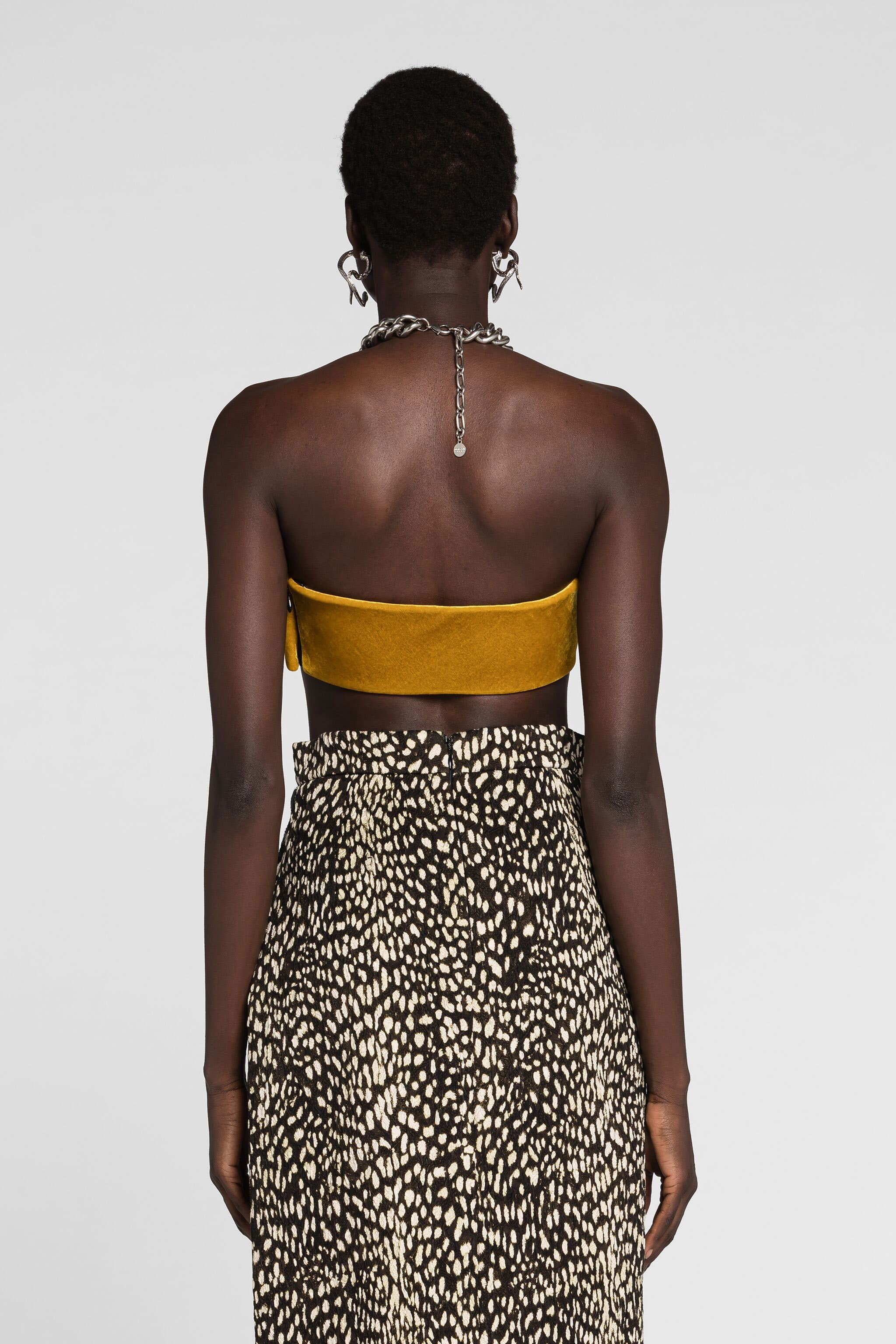 Roberto Cavalli Strapless Cropped Top In Yellow
