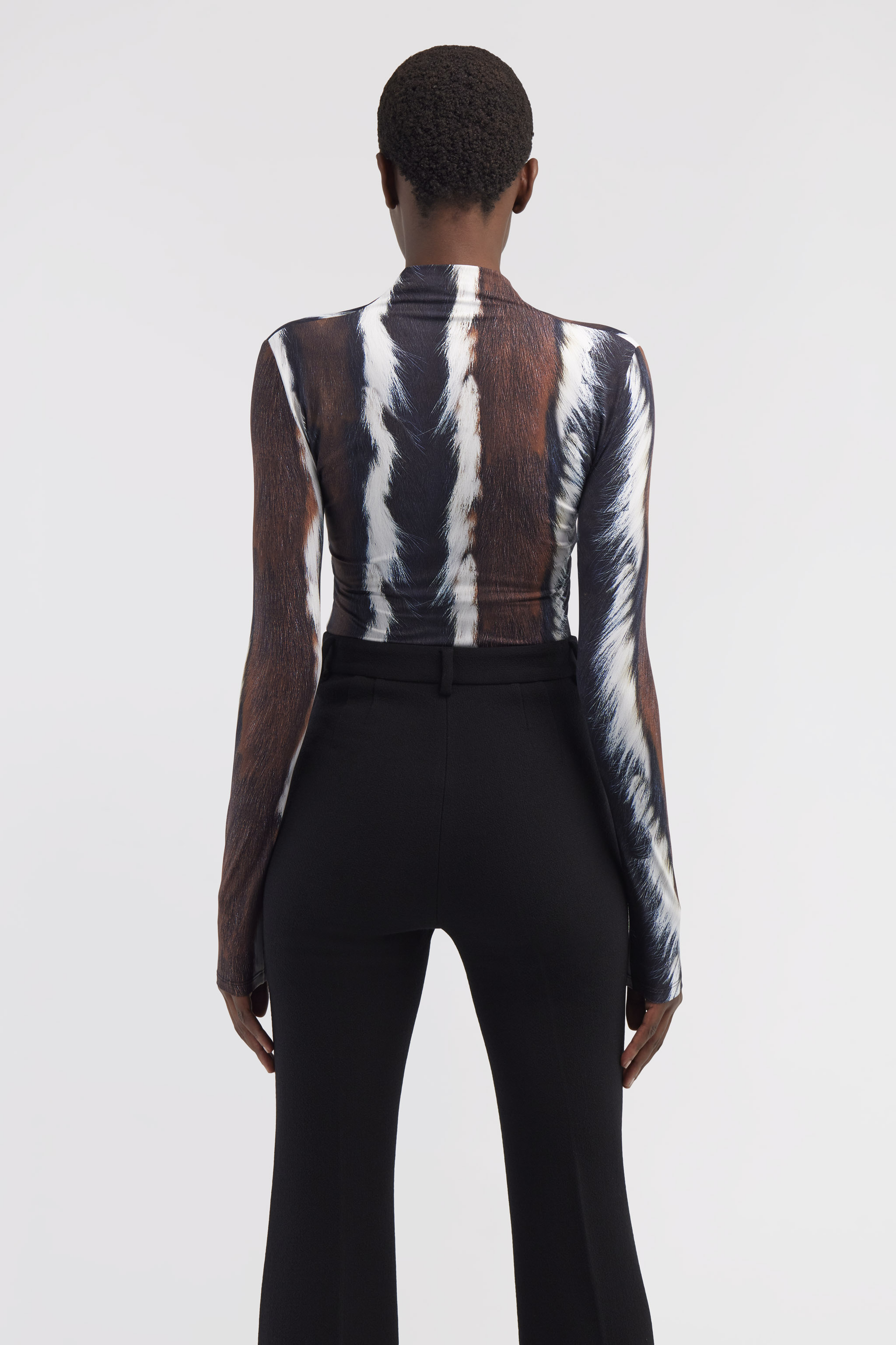 Roberto Cavalli Top With Decoration And Ruches In Dark Brown/white