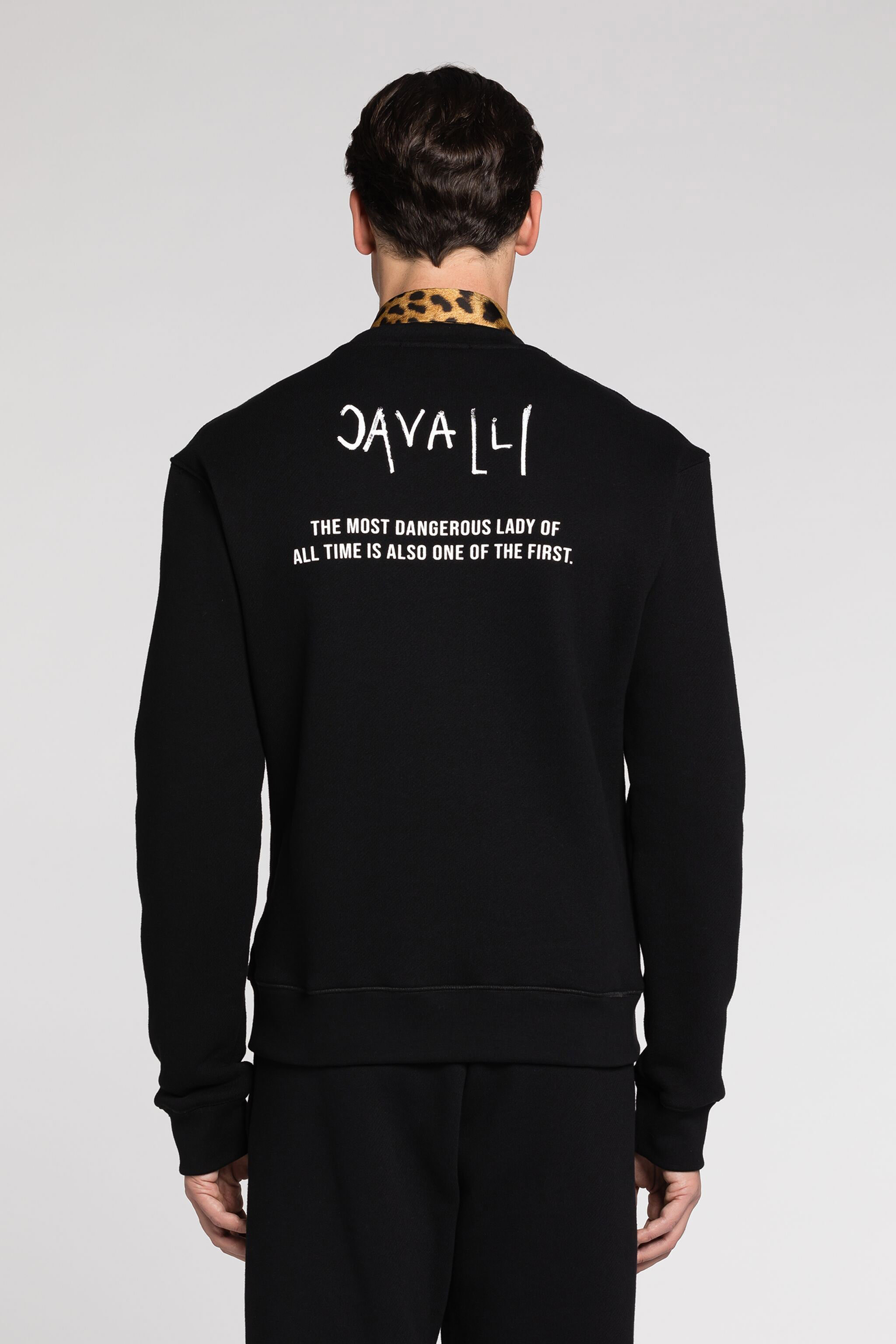 Roberto Cavalli Embroidered Cotton Sweatshirt In Black