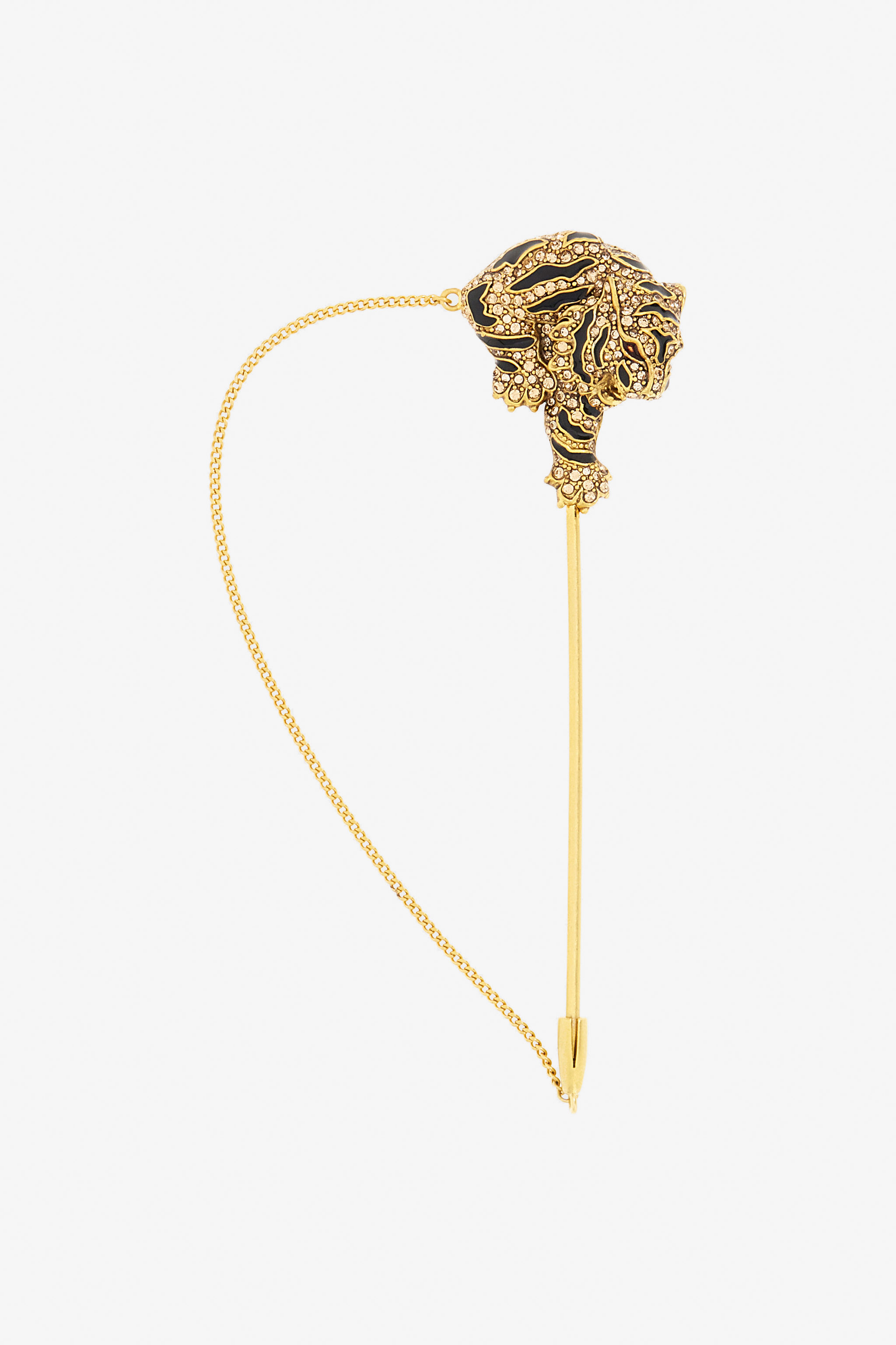 Roberto Cavalli Tiger-motif Brooch Pin In Gold