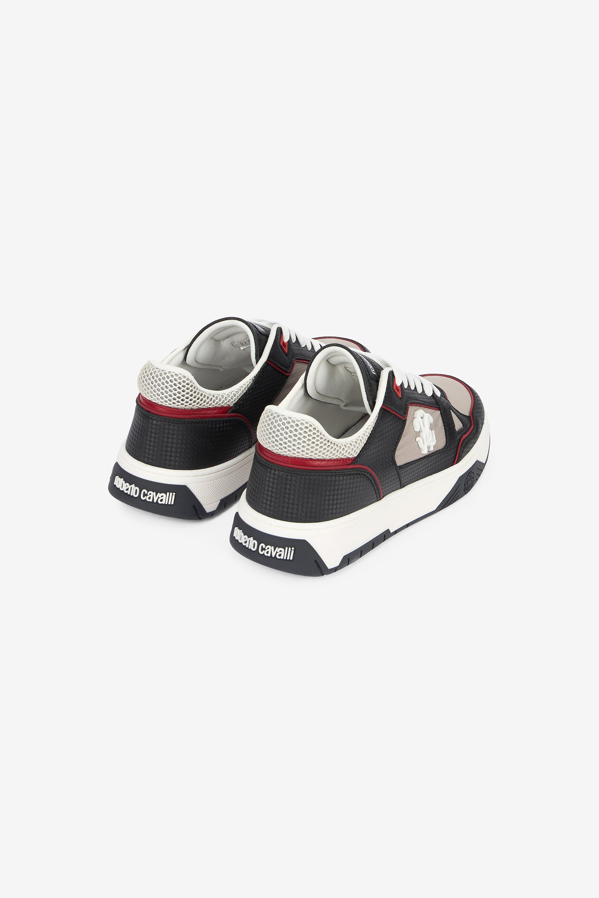 White and Black Sneakers with Mirror Snake Monogram