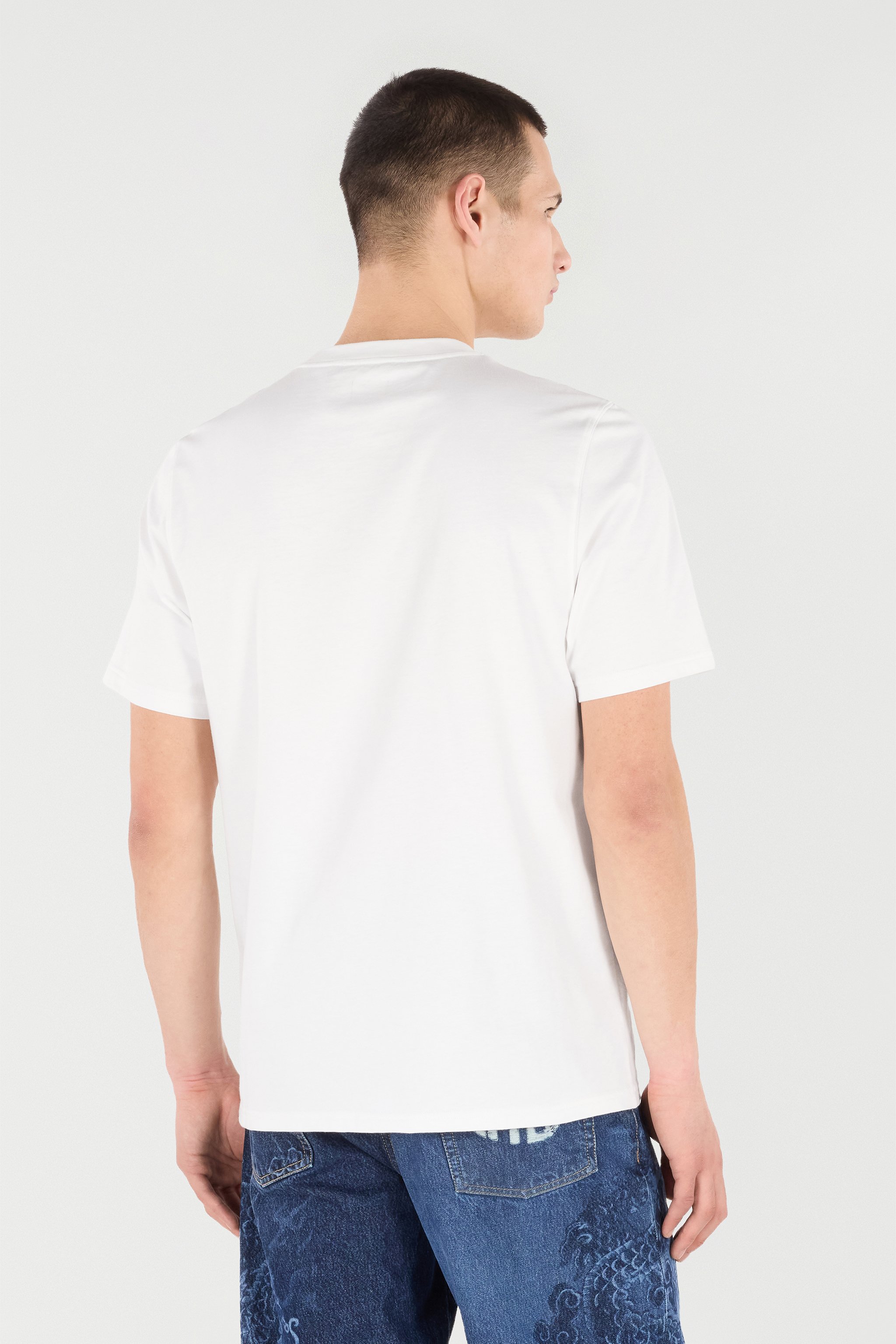 Roberto Cavalli T-shirt With Mirror Snake Monogram In White