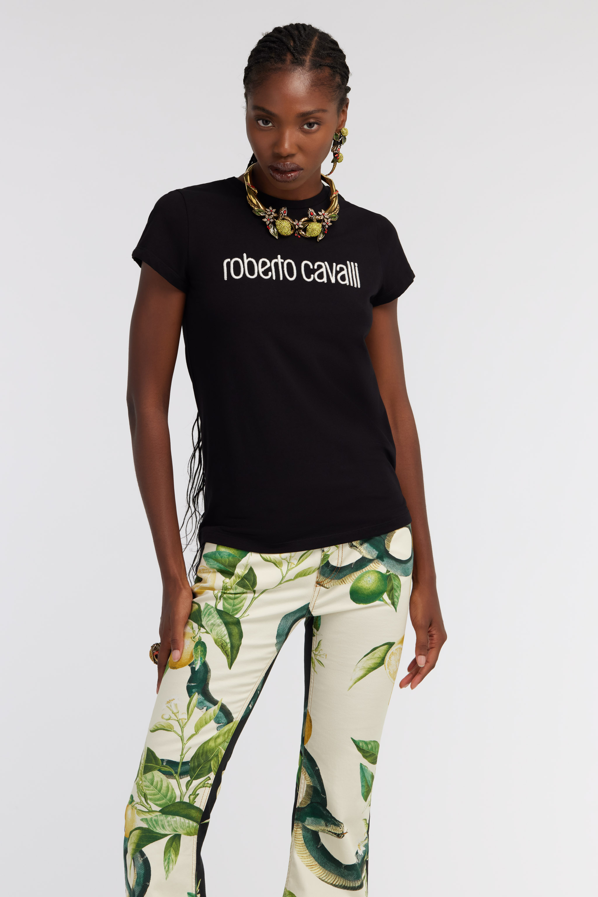 Shop Roberto Cavalli Logo T-shirt In Black