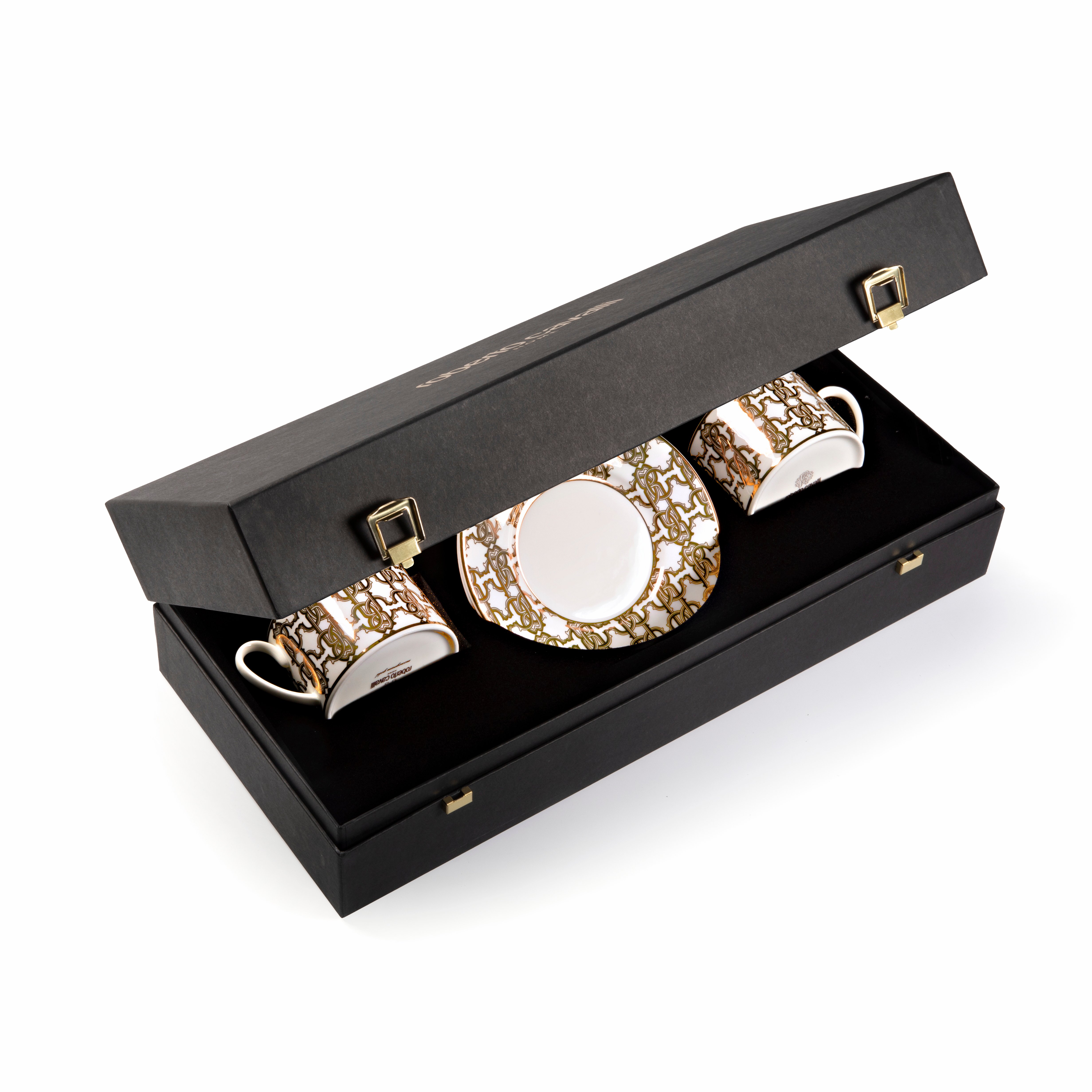 Monogram Gold 2 Tea Cups In Gift Box