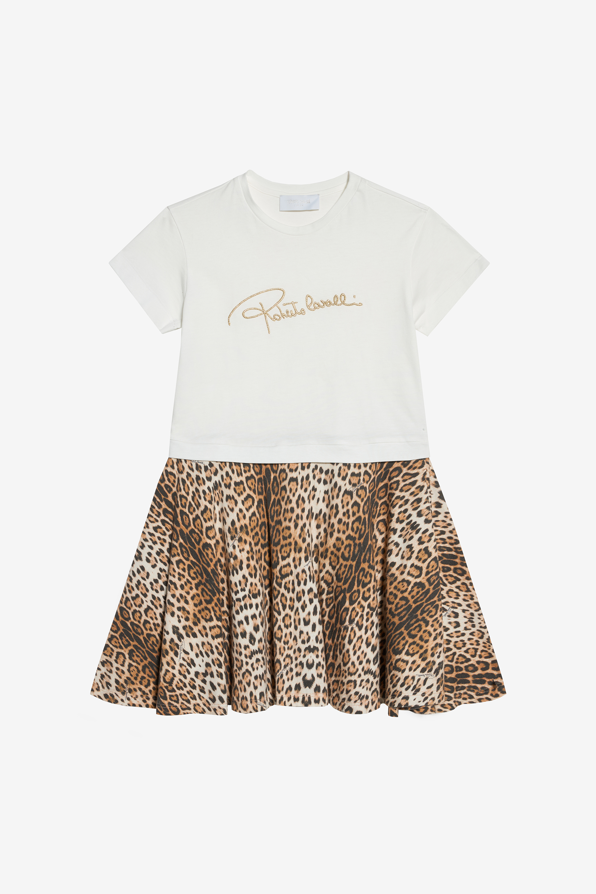 Roberto Cavalli Girls White Jaguar Print Dress - Dresses Milky /Jaguar