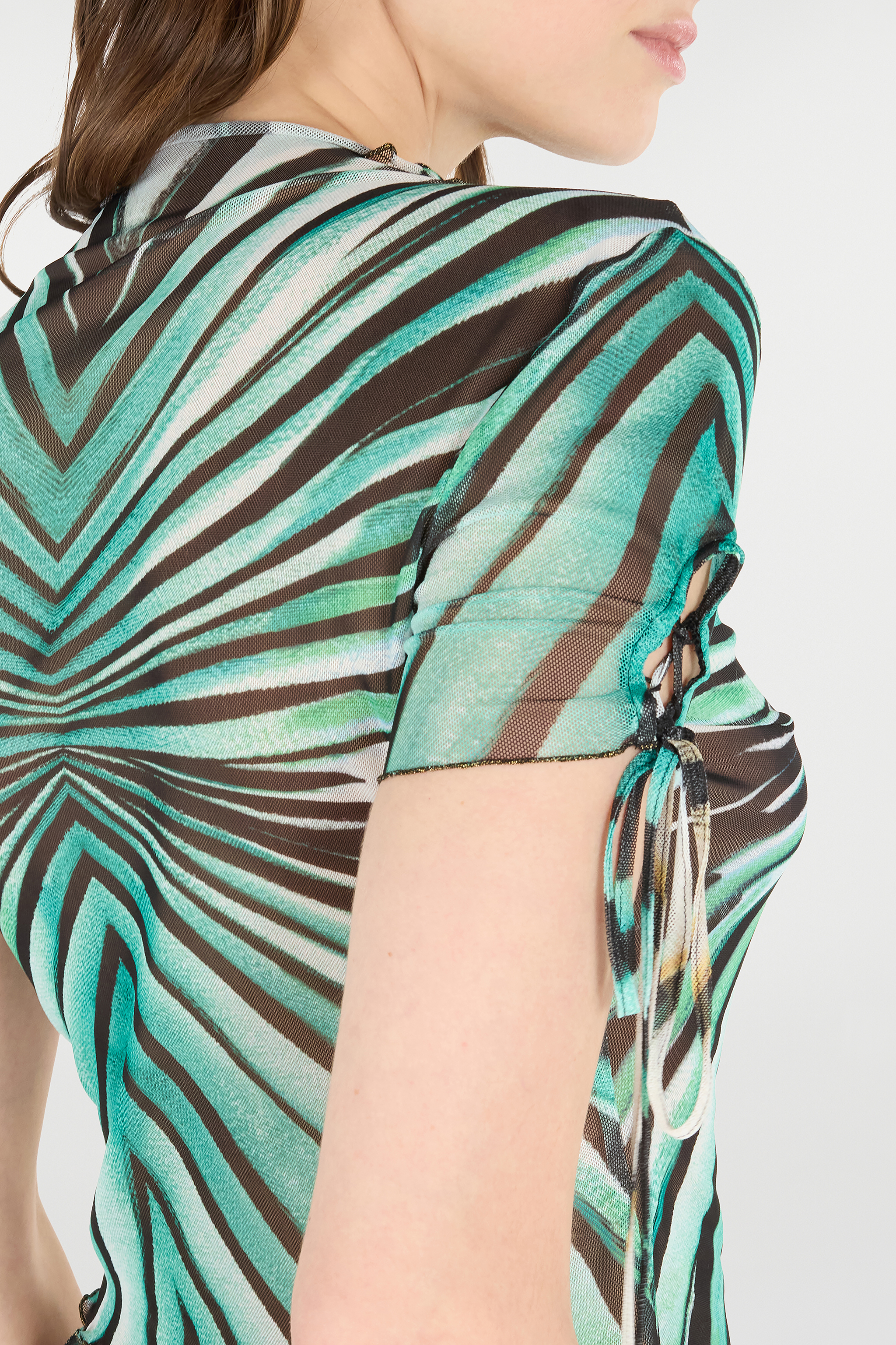 Roberto Cavalli Ray Of Sea Print Cropped T-shirt