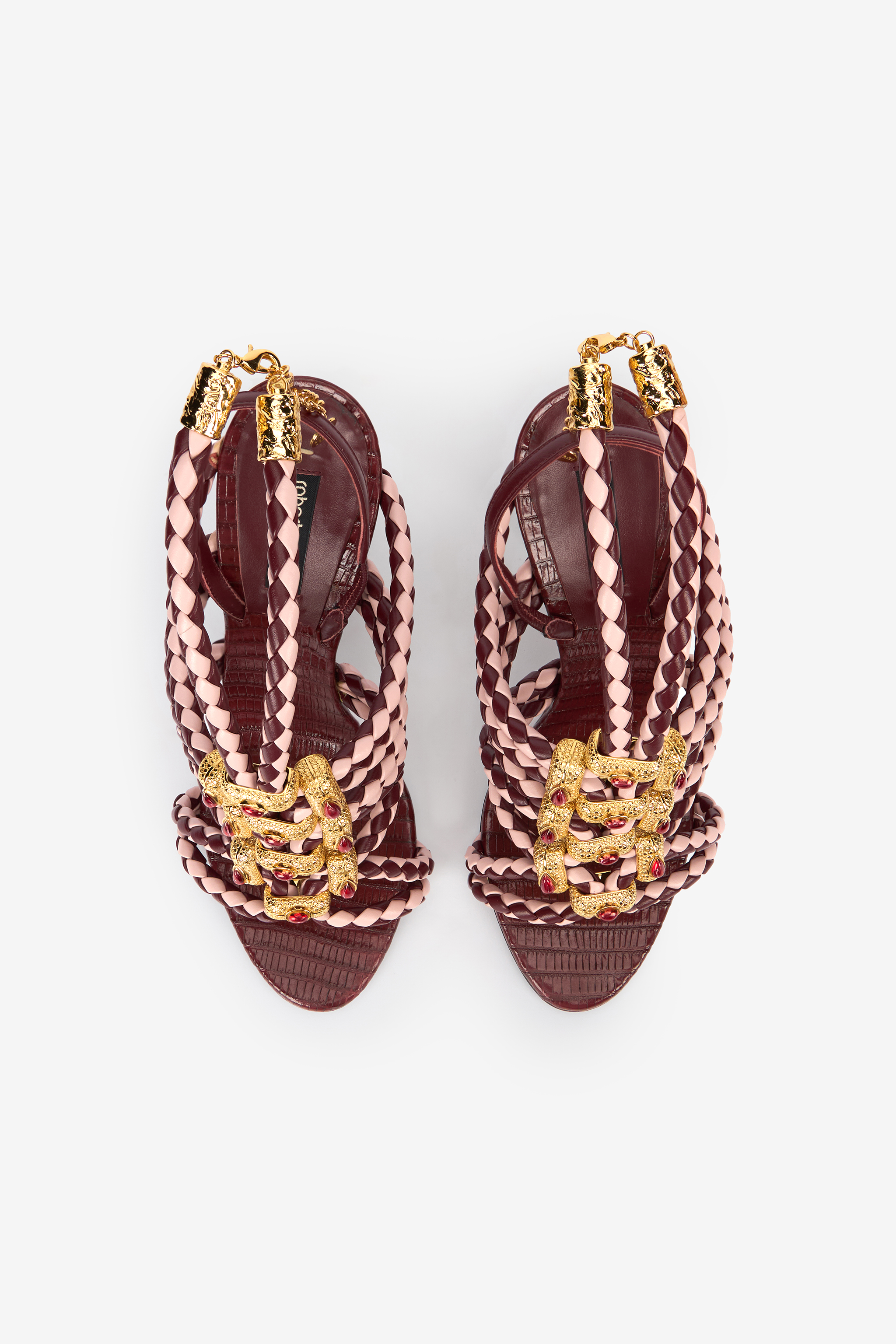 Roberto Cavalli Red And White Sandals With Jewel Details In Burgundy