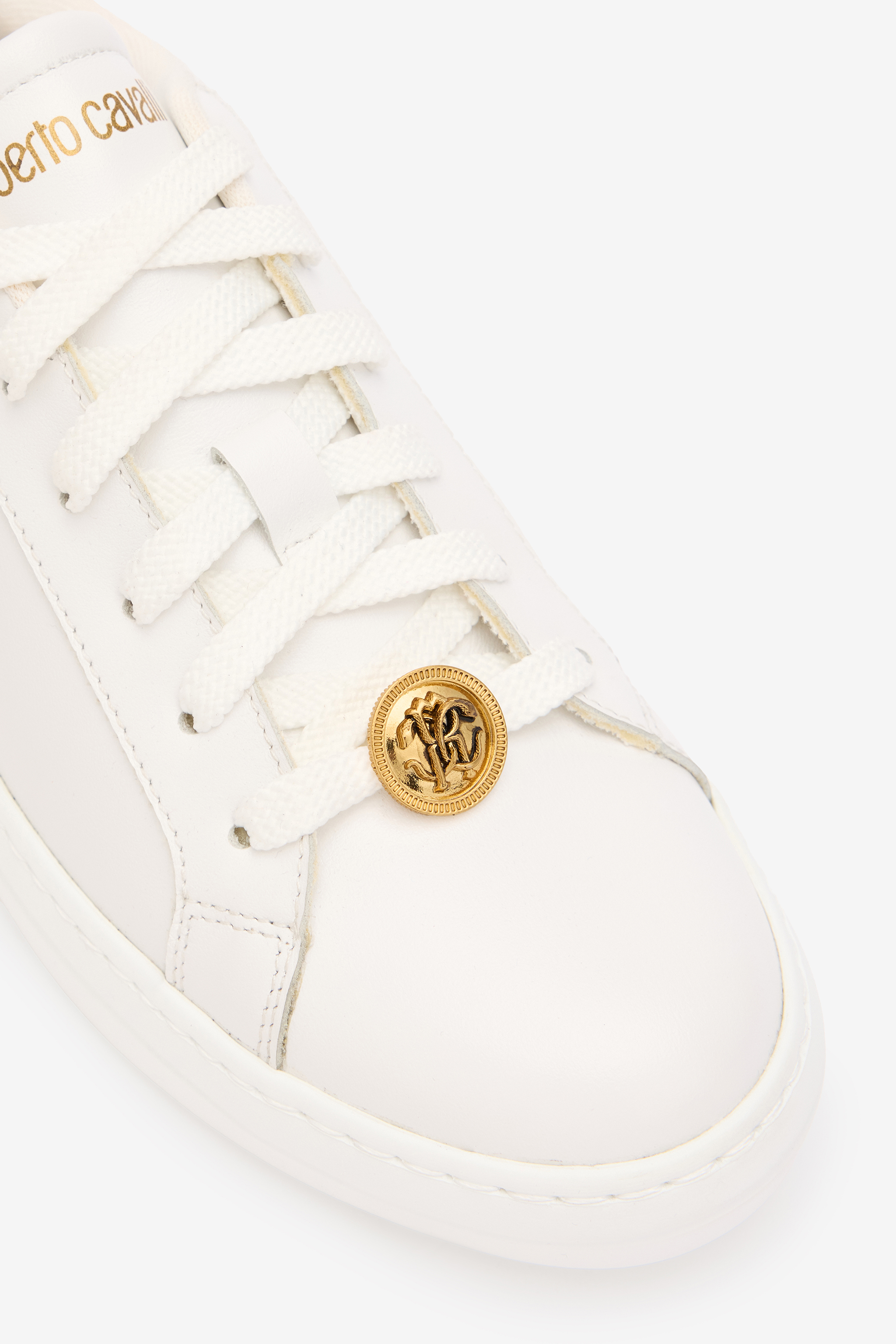 Roberto Cavalli Sneakers With Jaguar Skin Back In White