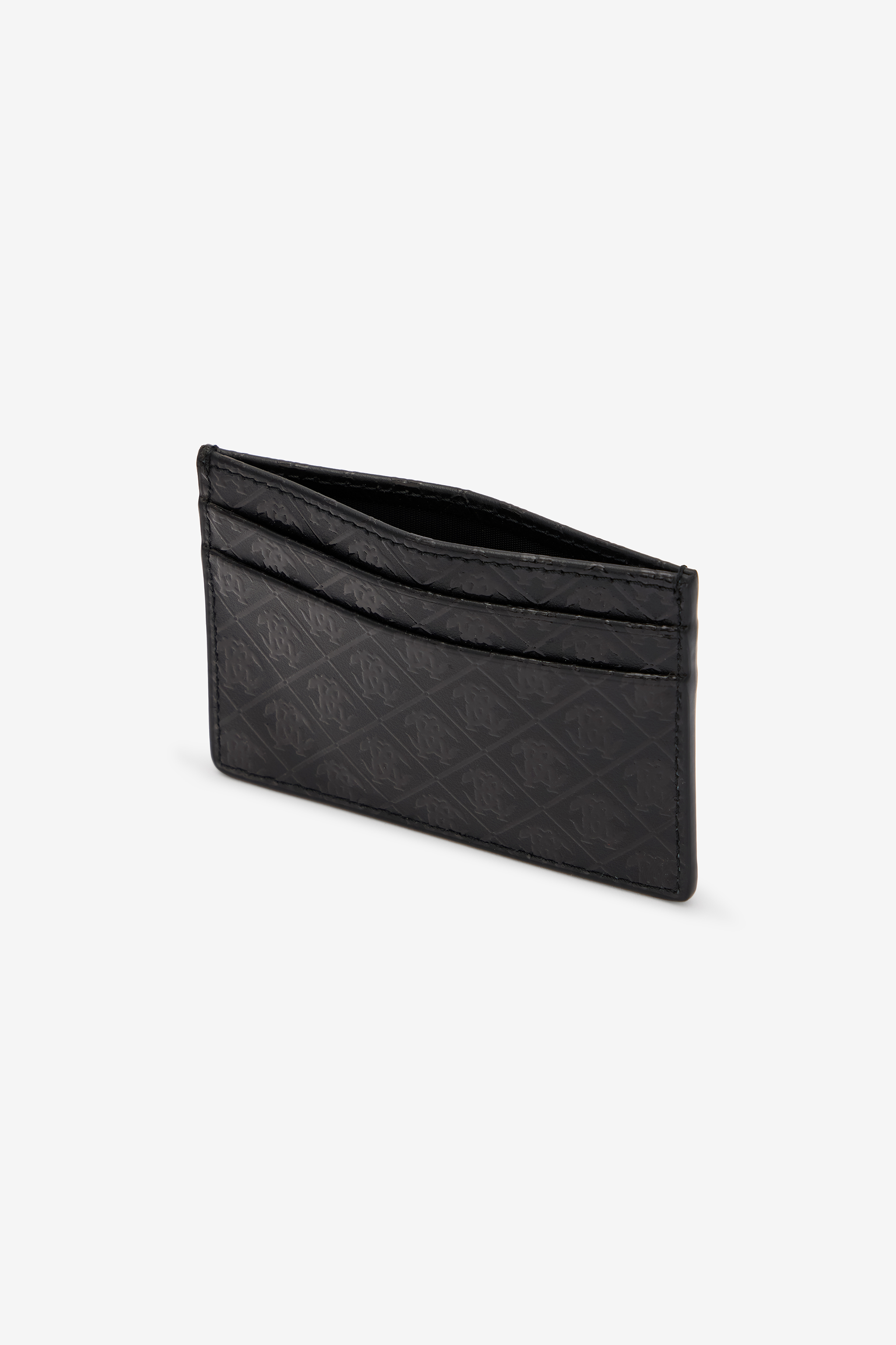 Roberto Cavalli Card Holder With All-over Mirror Snake Monogram In Black