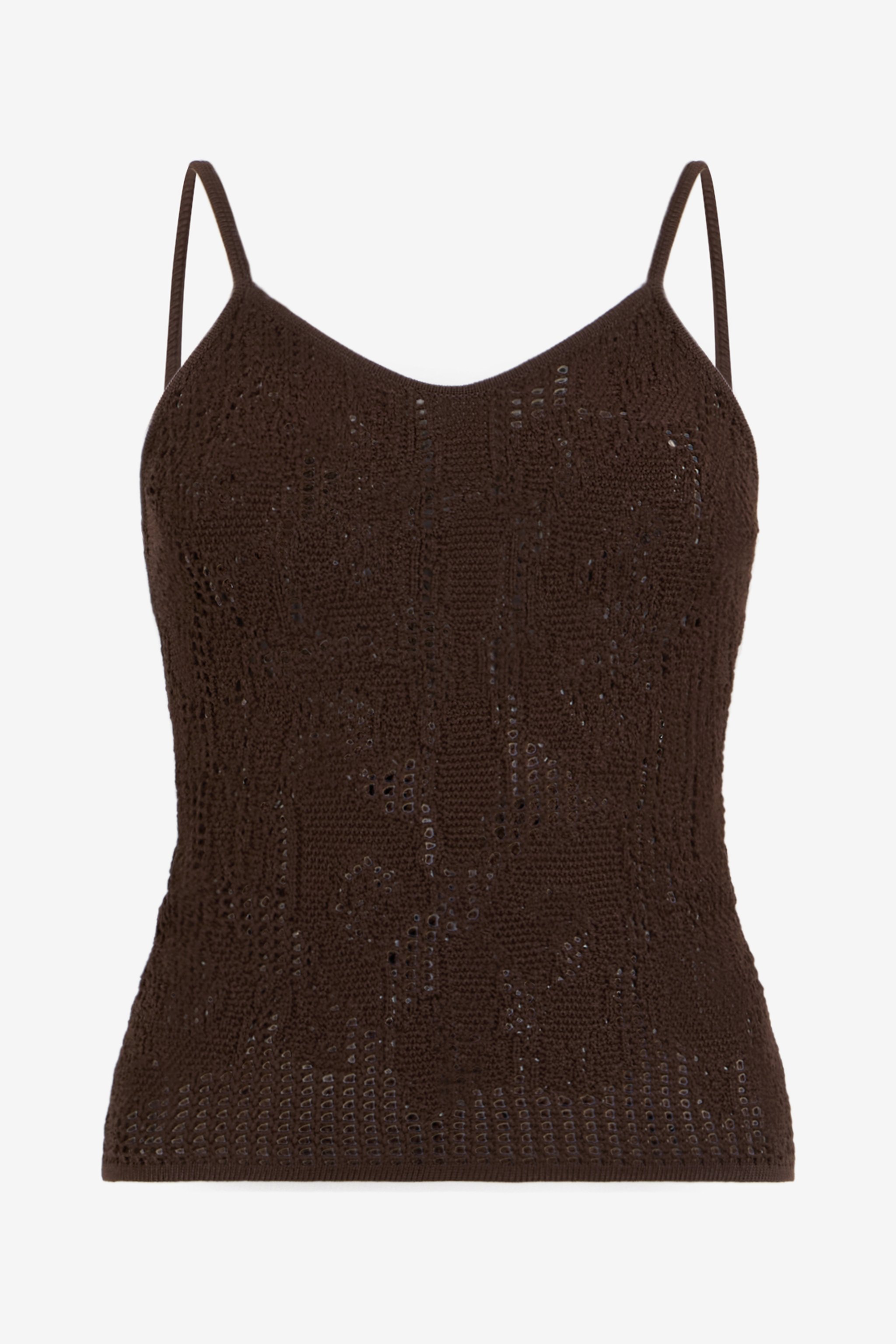 Crochet Effect Top With Spaghetti Straps