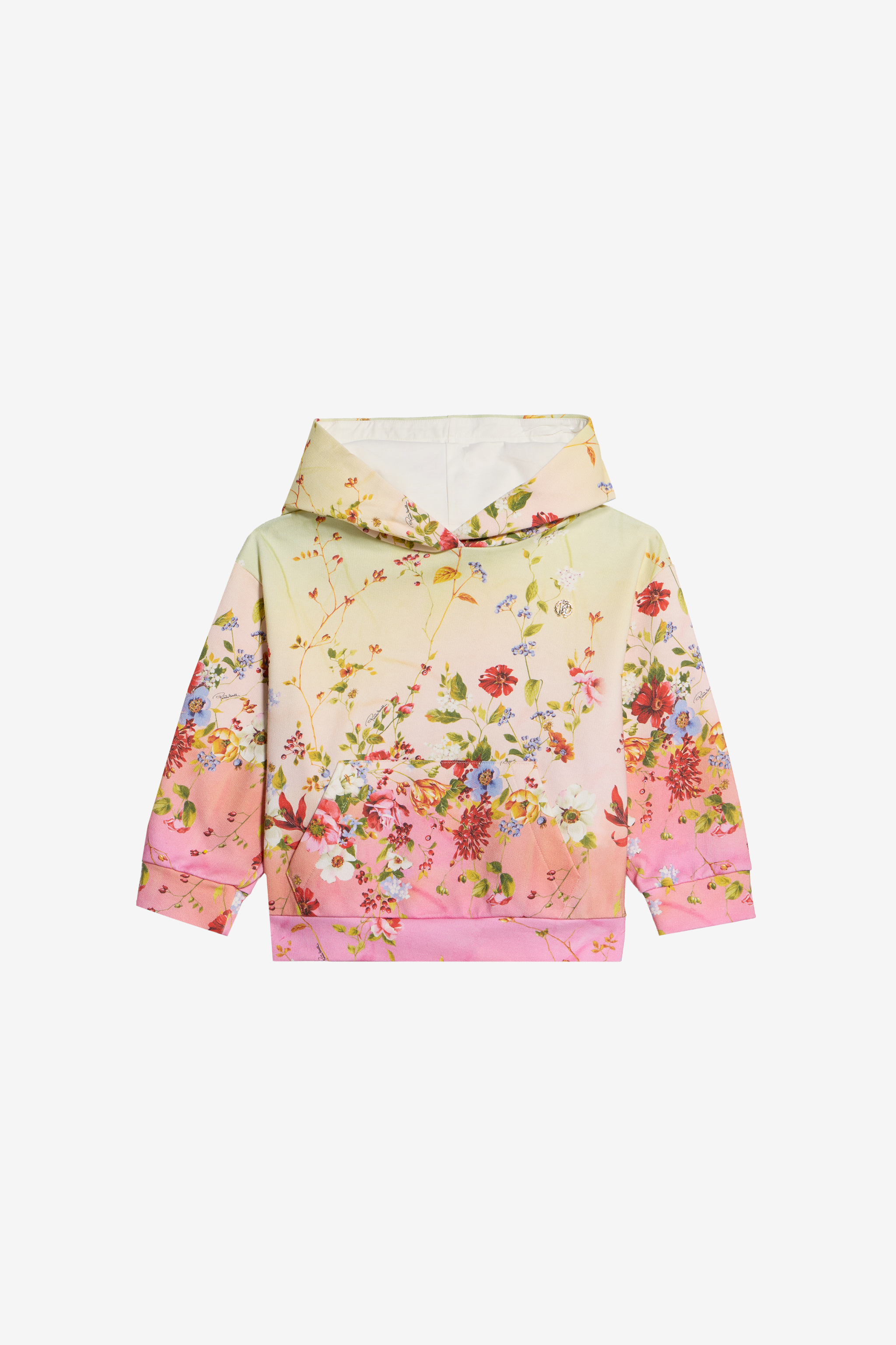 Roberto Cavalli Girls Green Miami Flowers Print Cotton Sweatshirt - Sweatshirts /Fuxia