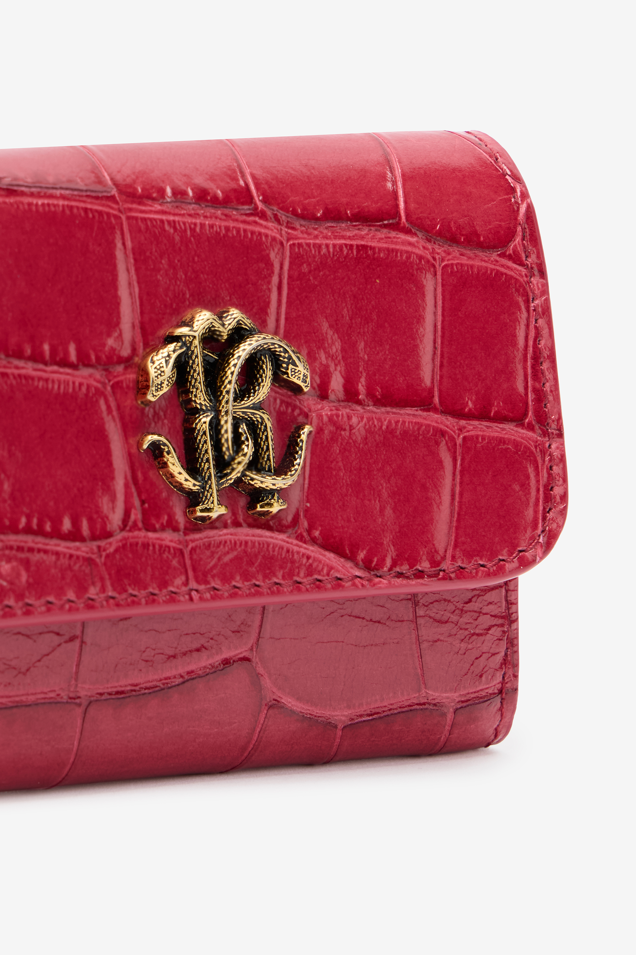  Roberto Cavalli Crocodile-effect Square Card Holder - Female  Fuchsia Unica 