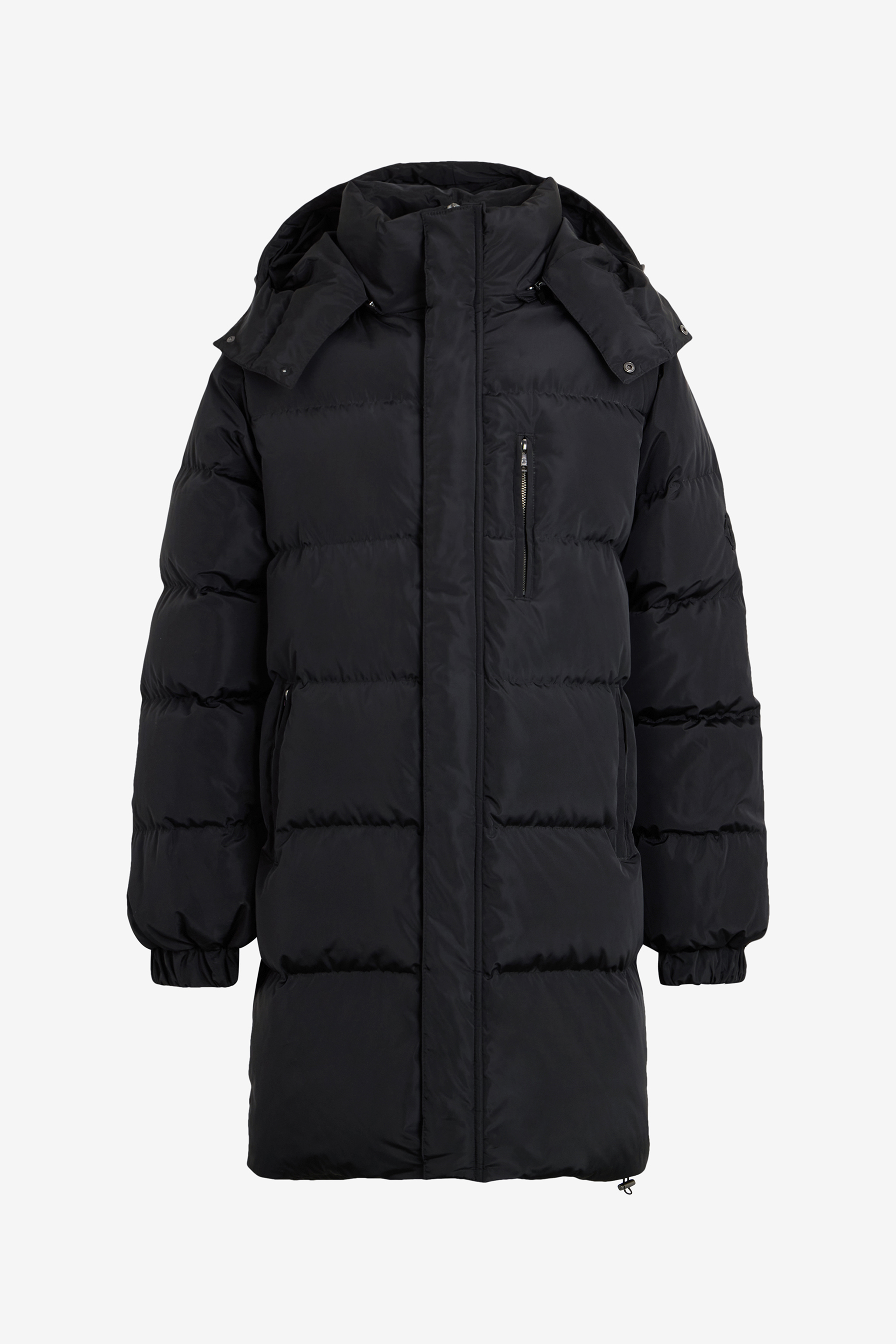 Long black down jacket with hood