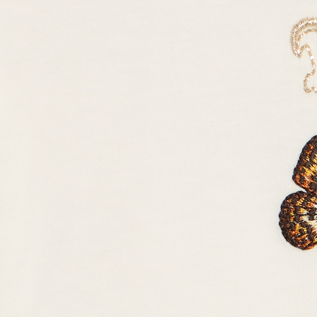 Roberto Cavalli Milk White T-shirt With Rc Monogram And Butterflies In White