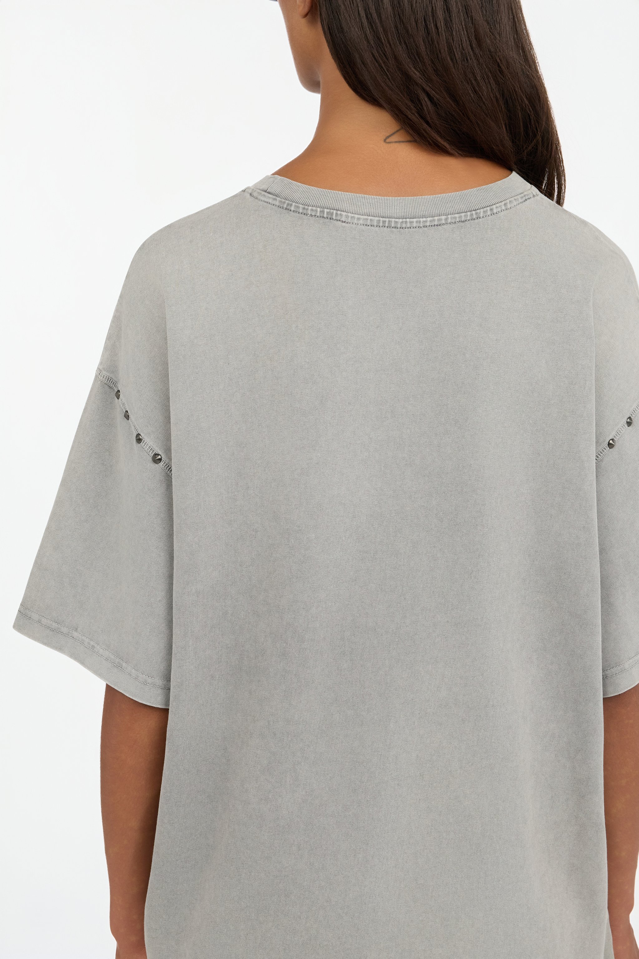 Roberto Cavalli Grey T-shirt With Eagle Print And Studs In Gray