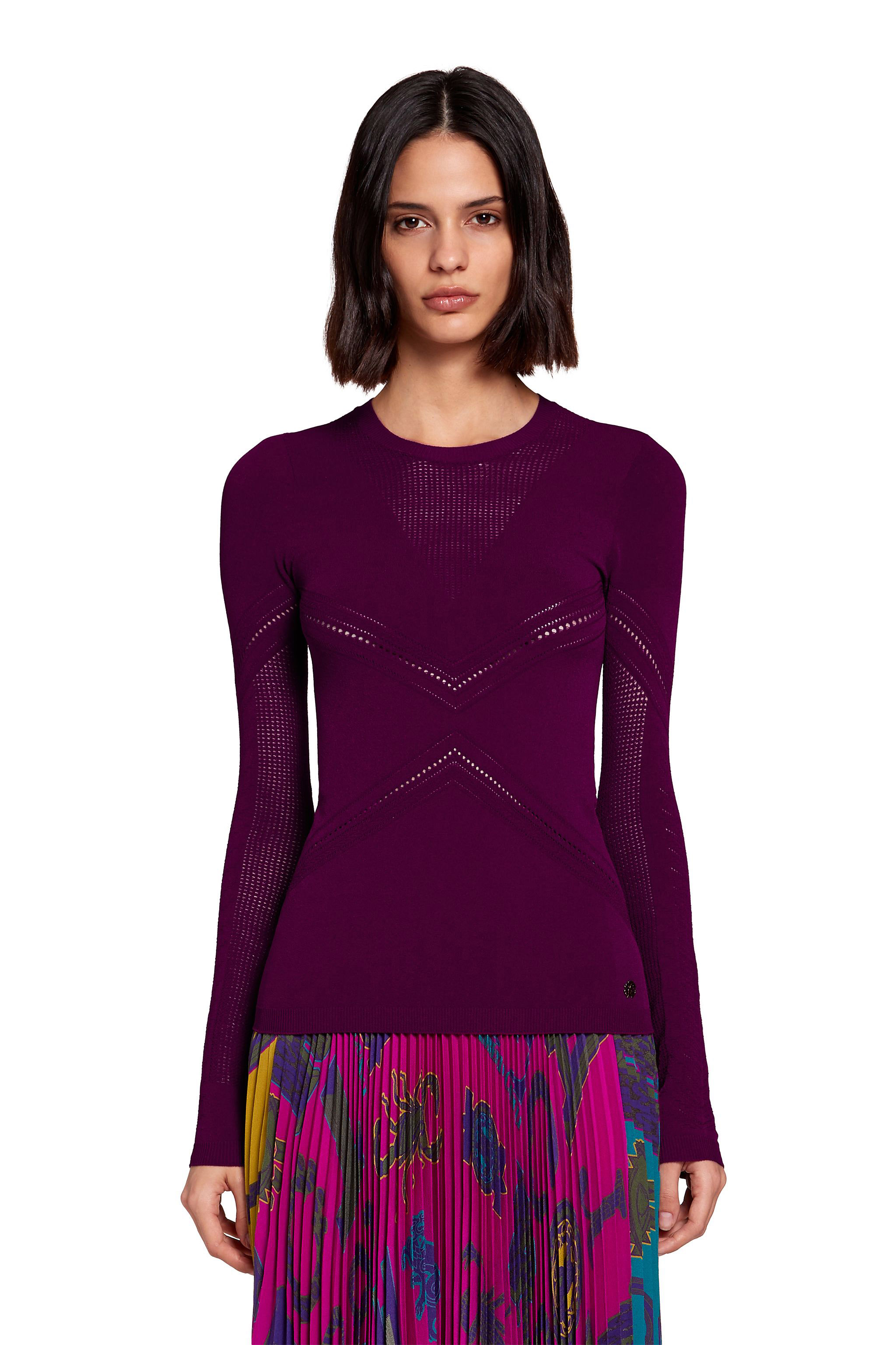 Roberto Cavalli Open Knit Detailed Jumper In Purple