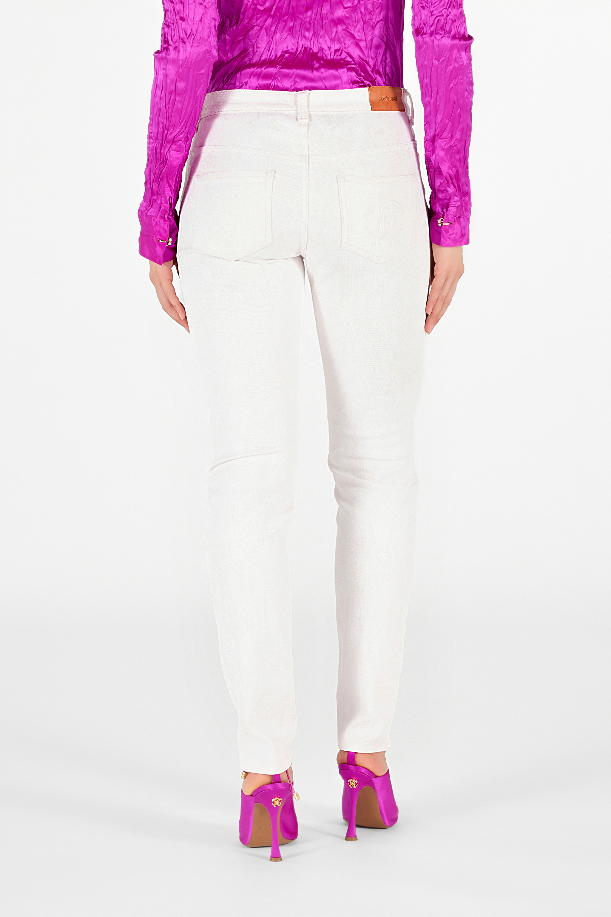 Shop Roberto Cavalli Slim Fit Denim Hose In White