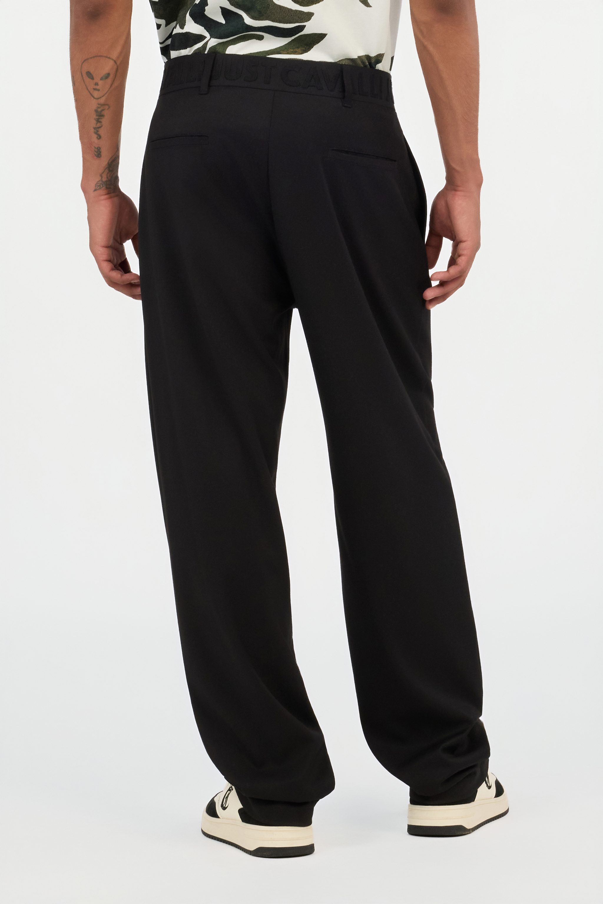 Black Wide Leg Trousers with Logo