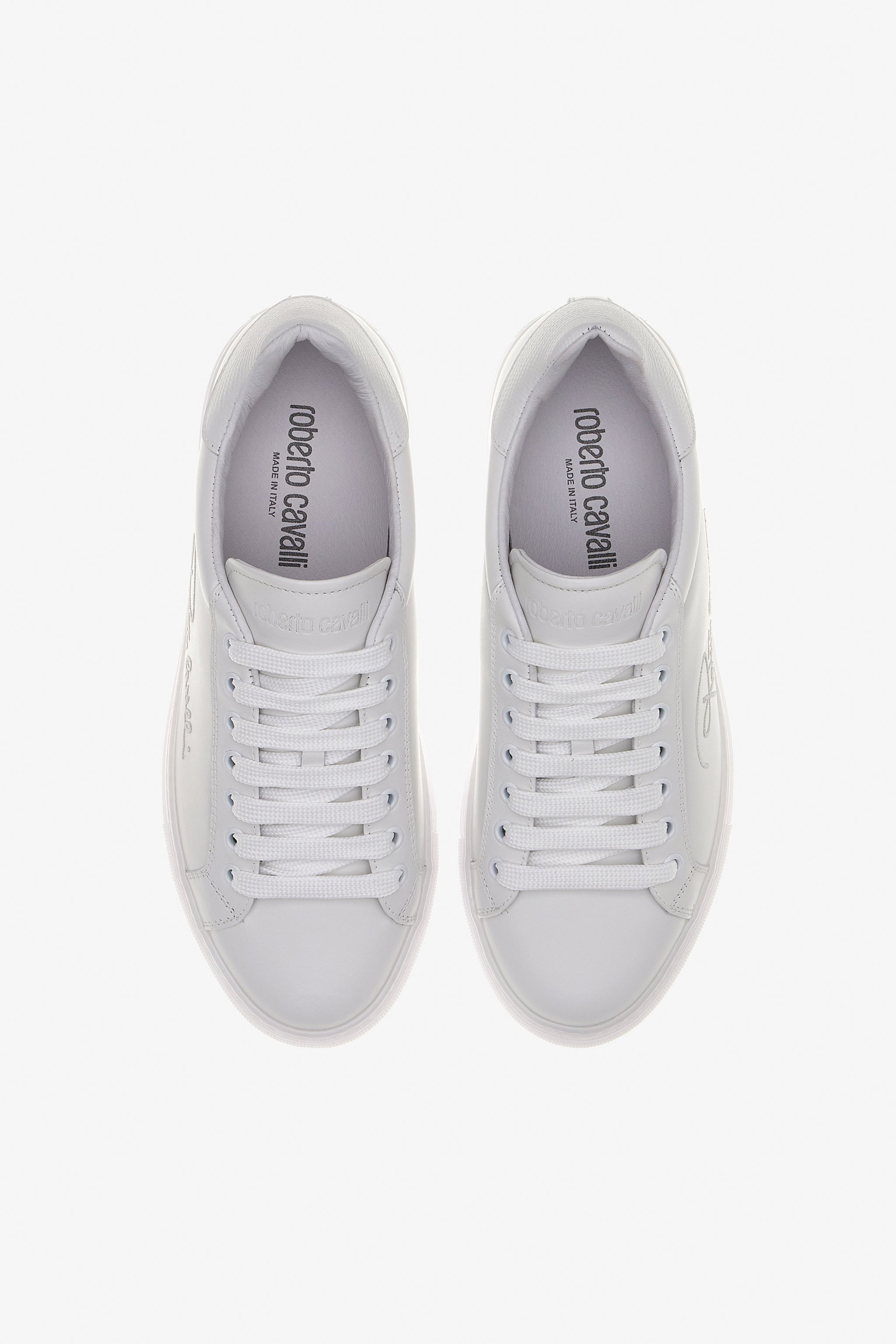 Roberto Cavalli Sneakers With Signature In White
