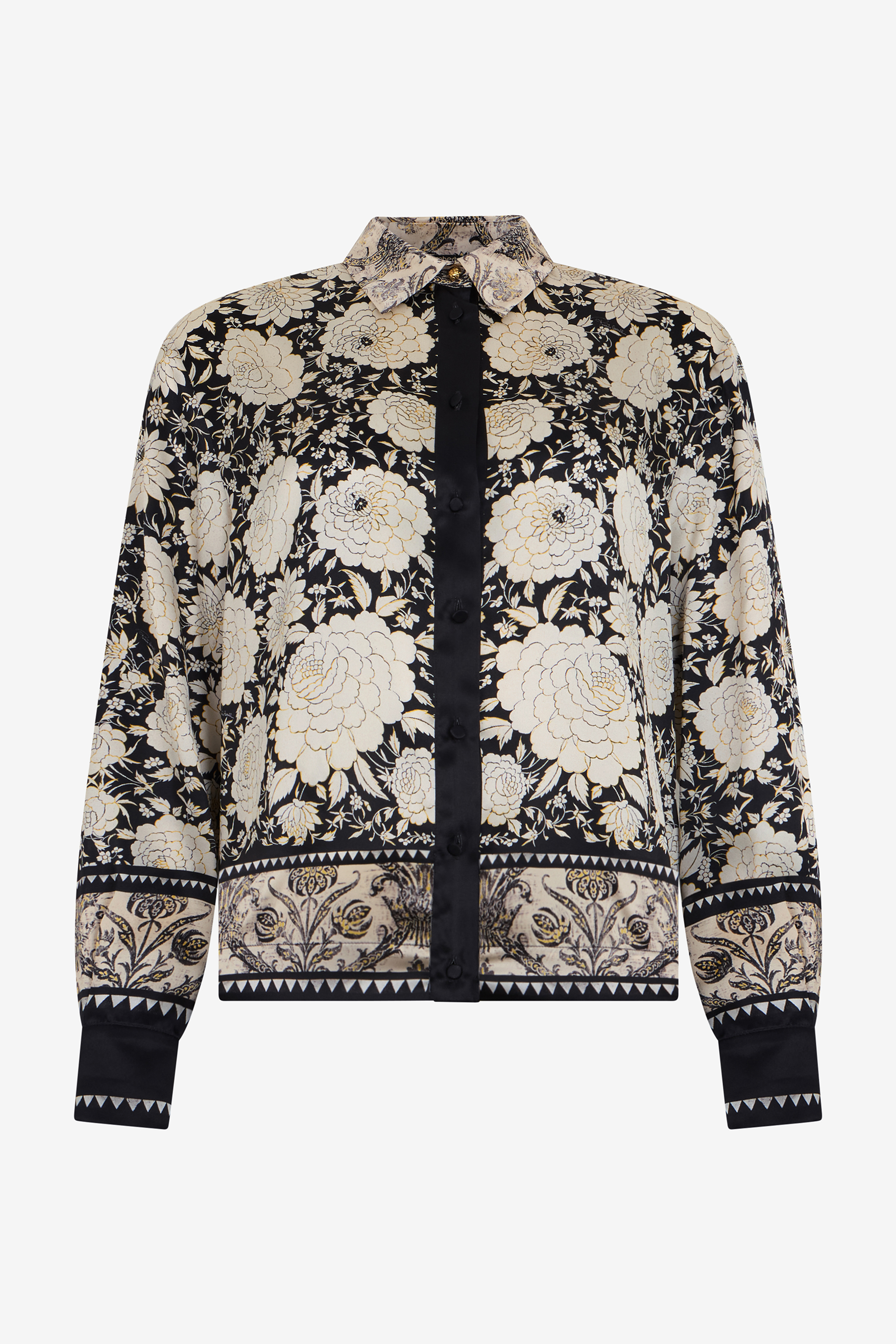 Roberto Cavalli Women's Black/Ivory And Floral Print Shirt - Nero/Avorio