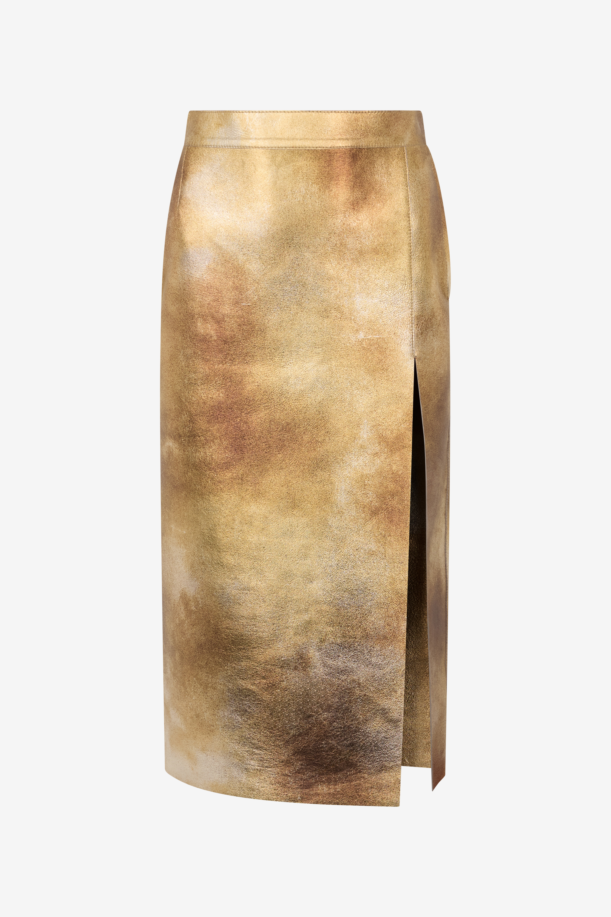 Roberto Cavalli Texturierter Rock Mit Schlitz In Gold