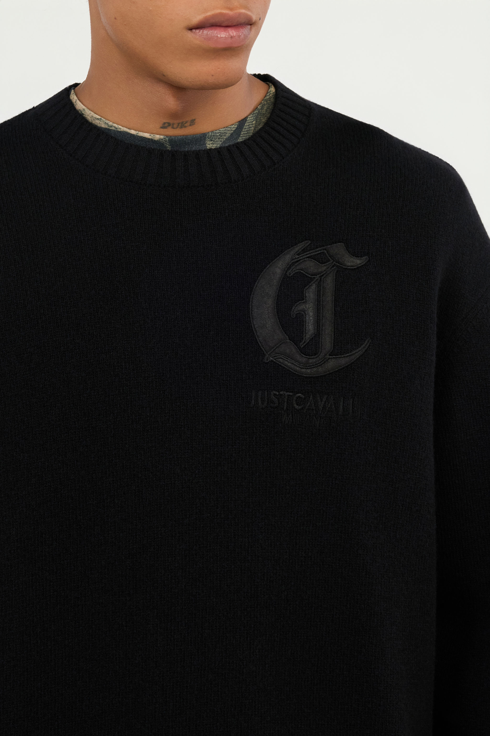 Black Sweater With Gothic C Logo
