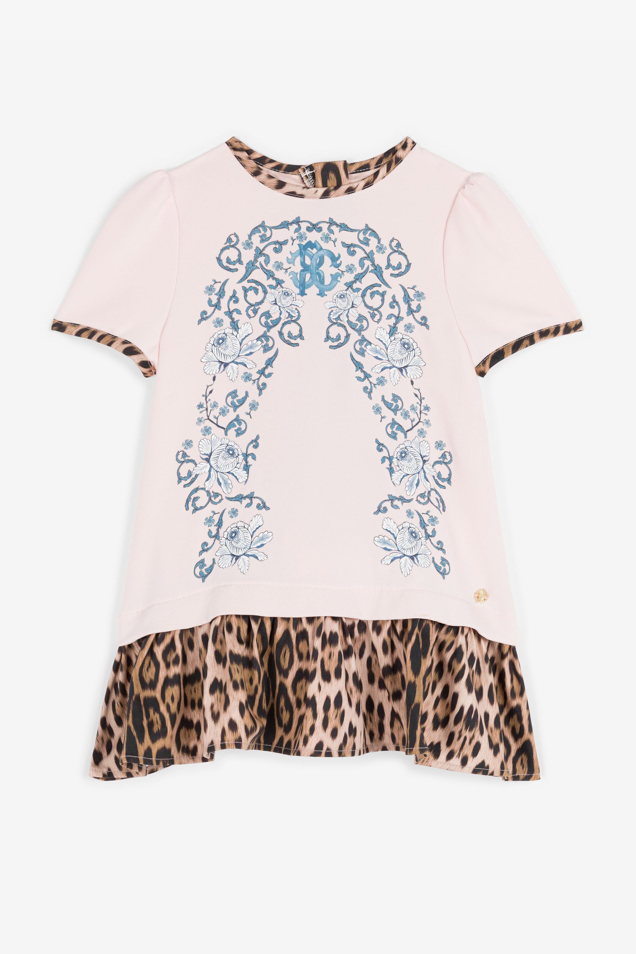 Roberto Cavalli Rc Monogram And Leopard-print Dress In Pink