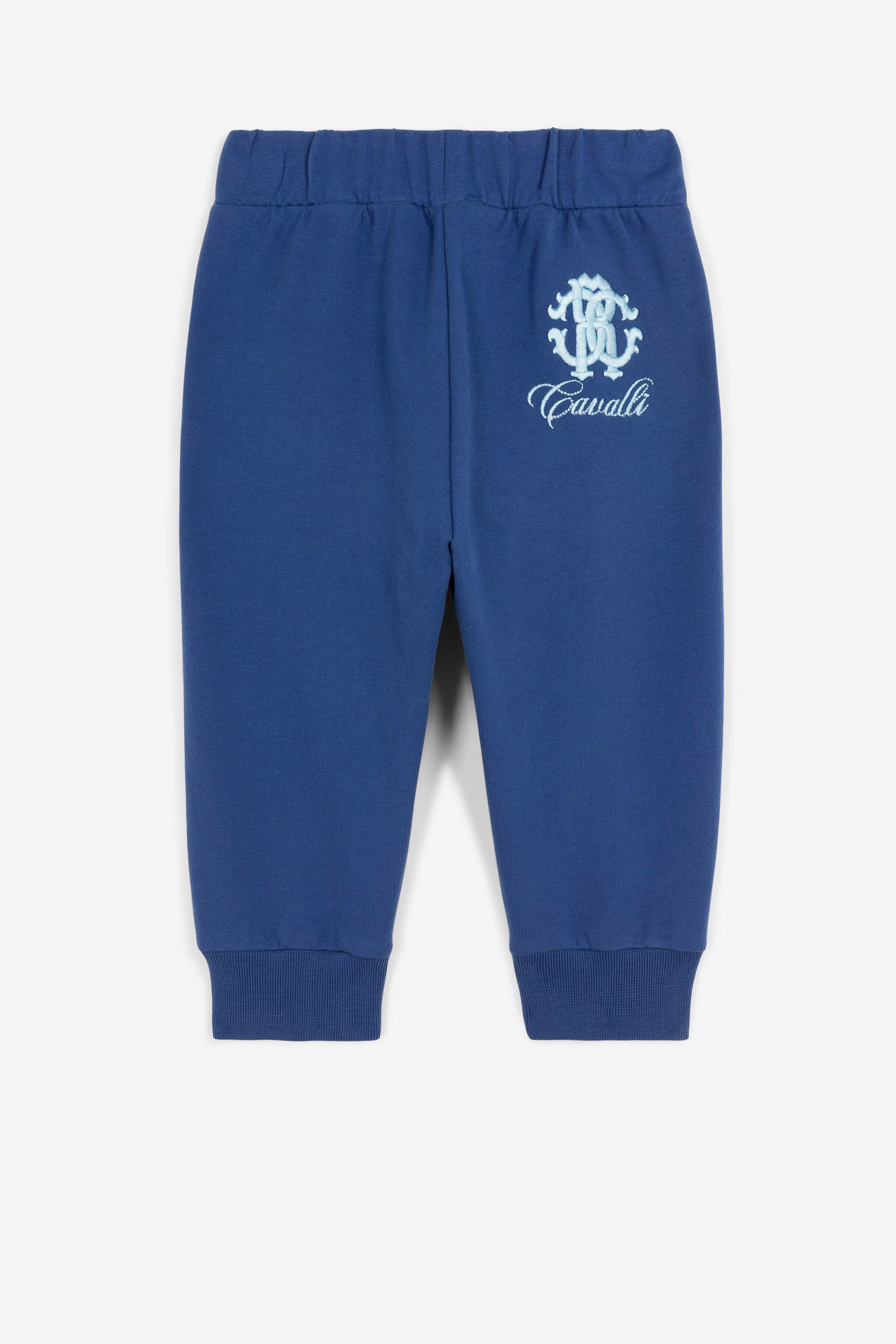 Roberto Cavalli Monogram-embroidered Track Pants In Blue