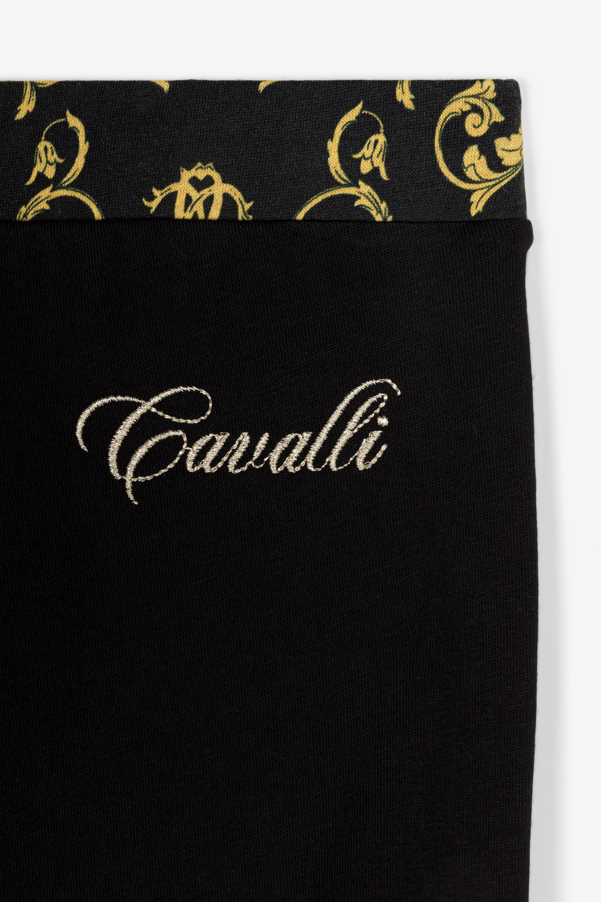 Roberto Cavalli Filigree-print Cotton Leggings In Black
