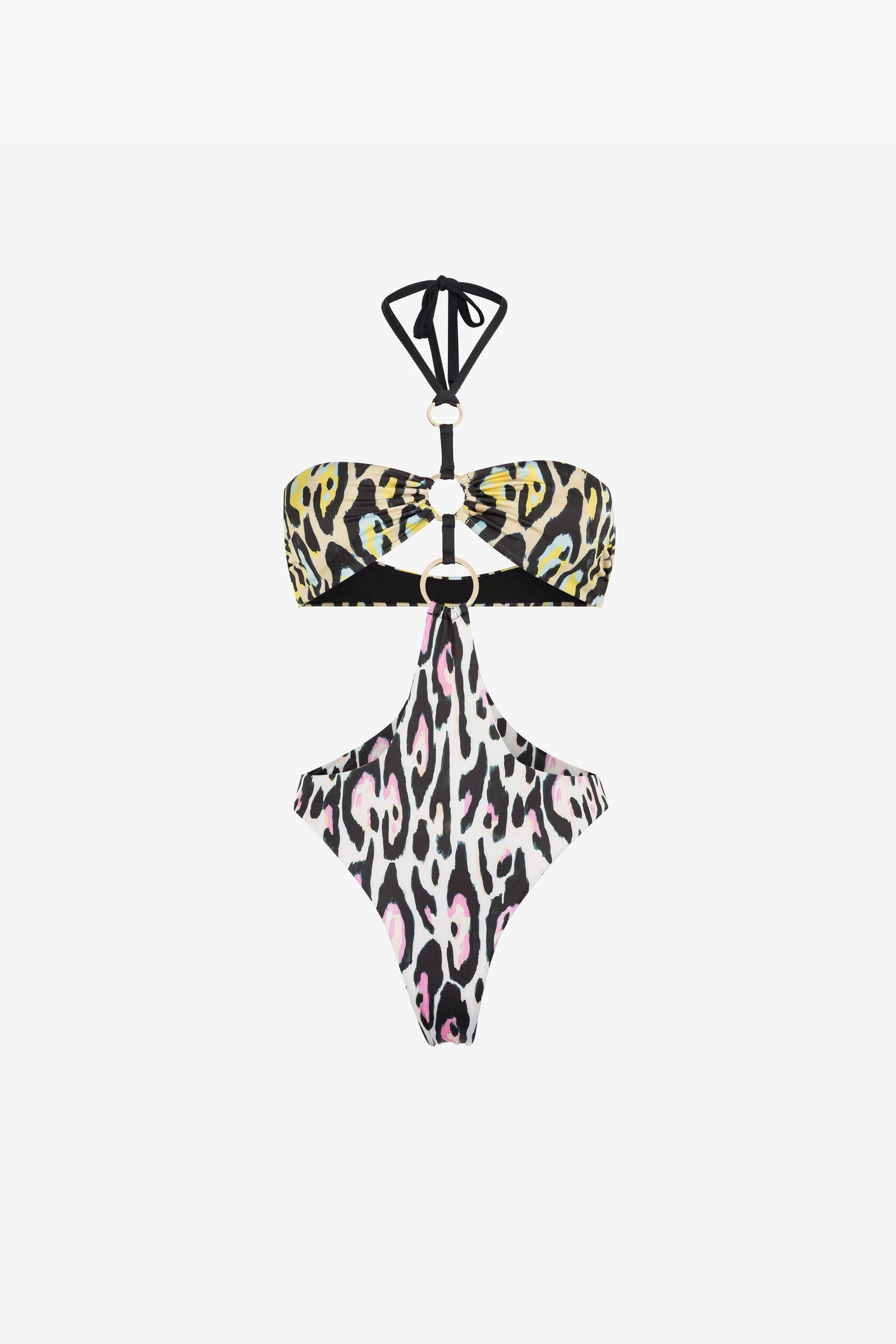 ROBERTO CAVALLI BADEANZUG MIT JAGUAR-PRINT UND CUT-OUT