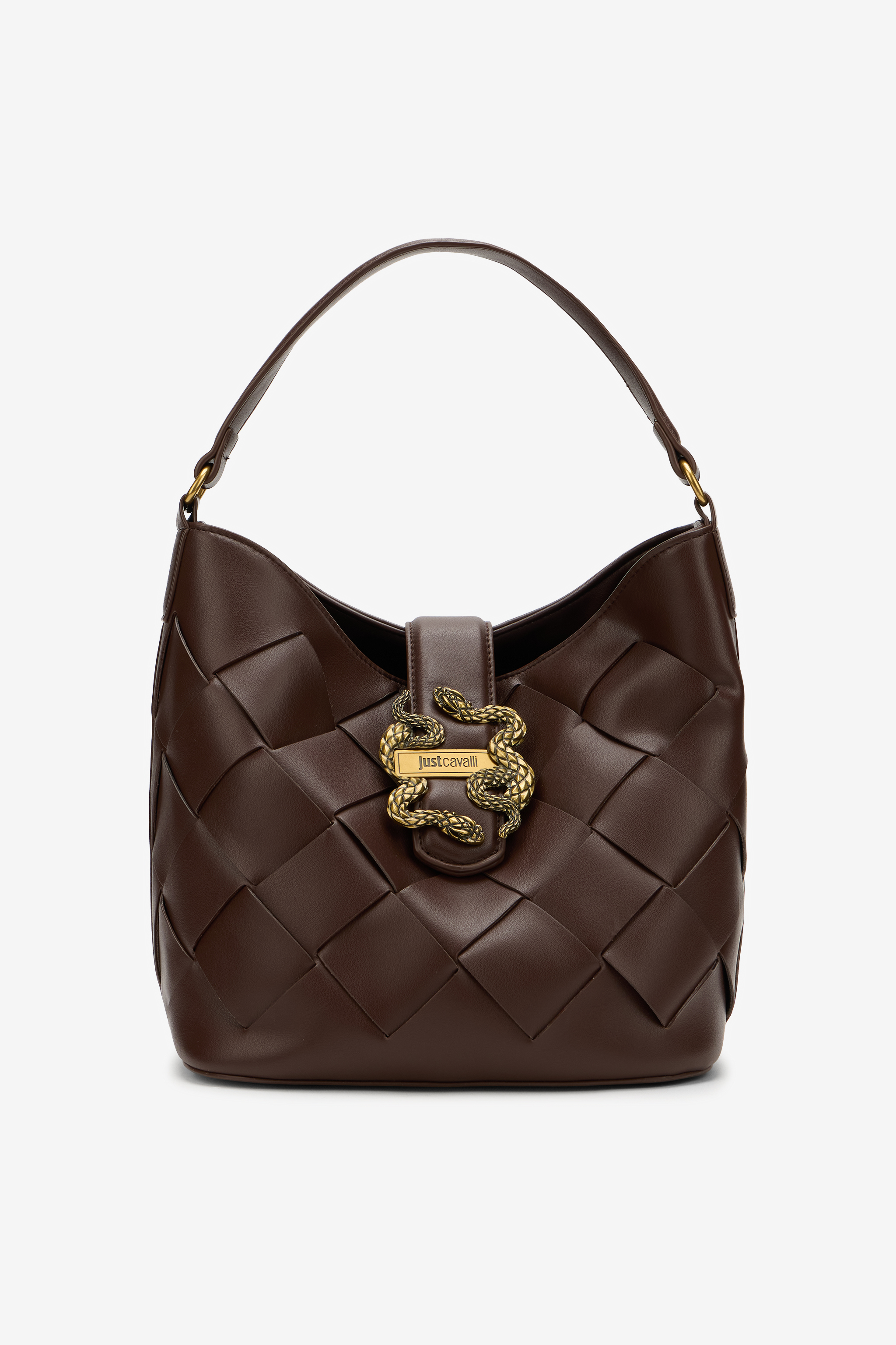 Roberto Cavalli Women's Gold Shoulder Bag In With Woven Detail - Bags