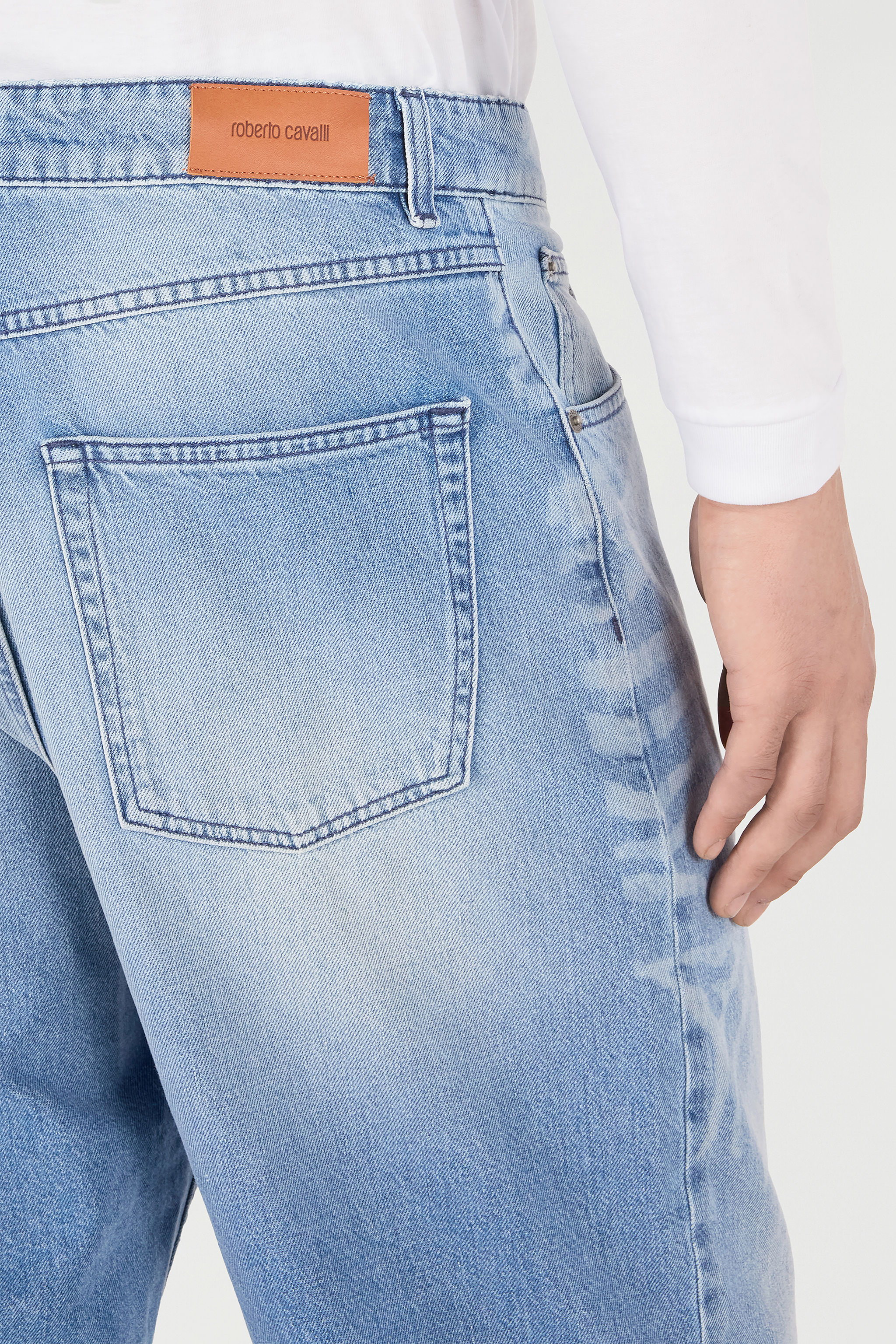 Roberto Cavalli Zebra Design Jeans In Sky Blue