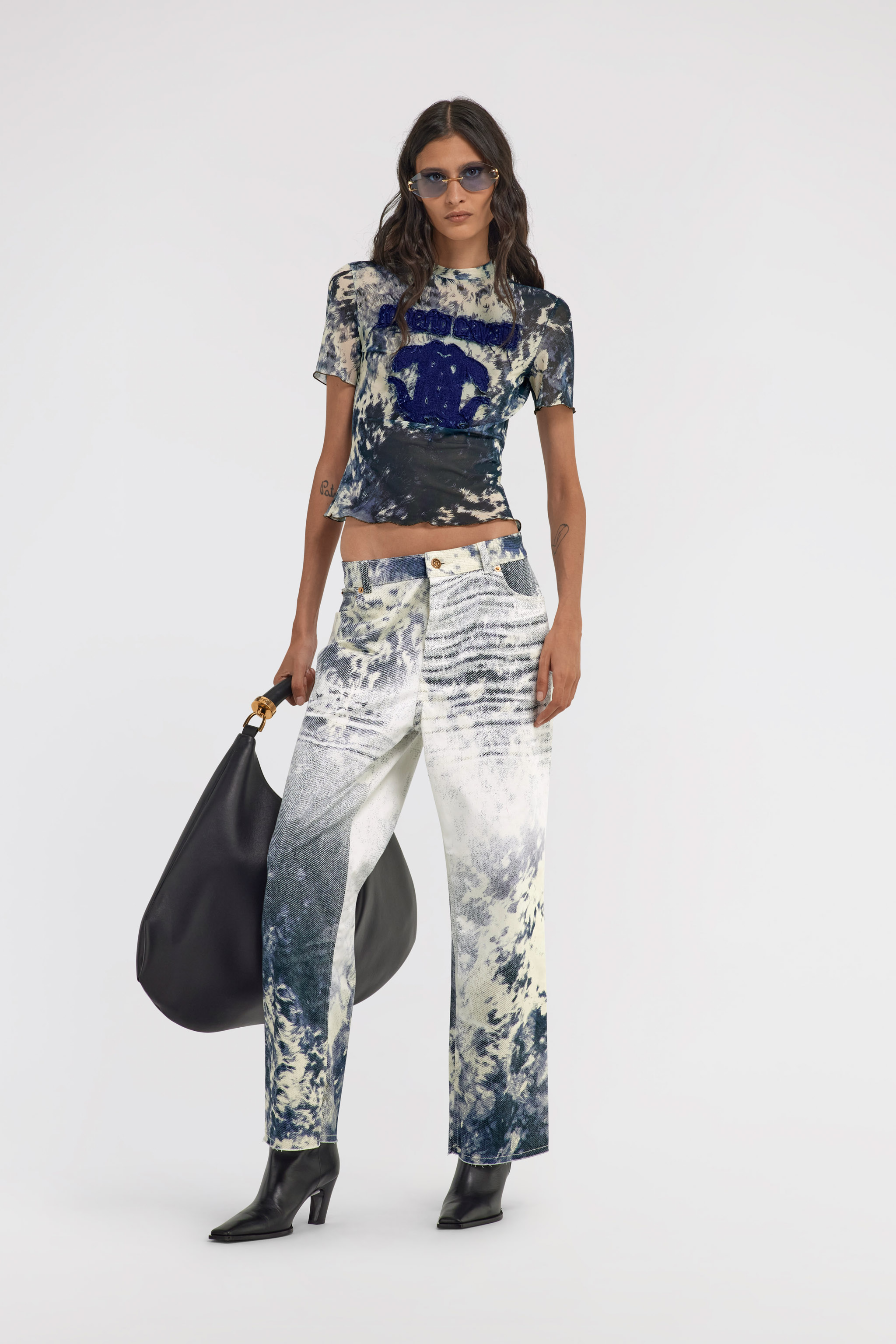 Roberto Cavalli Appaloosa Print Jeans In Blue