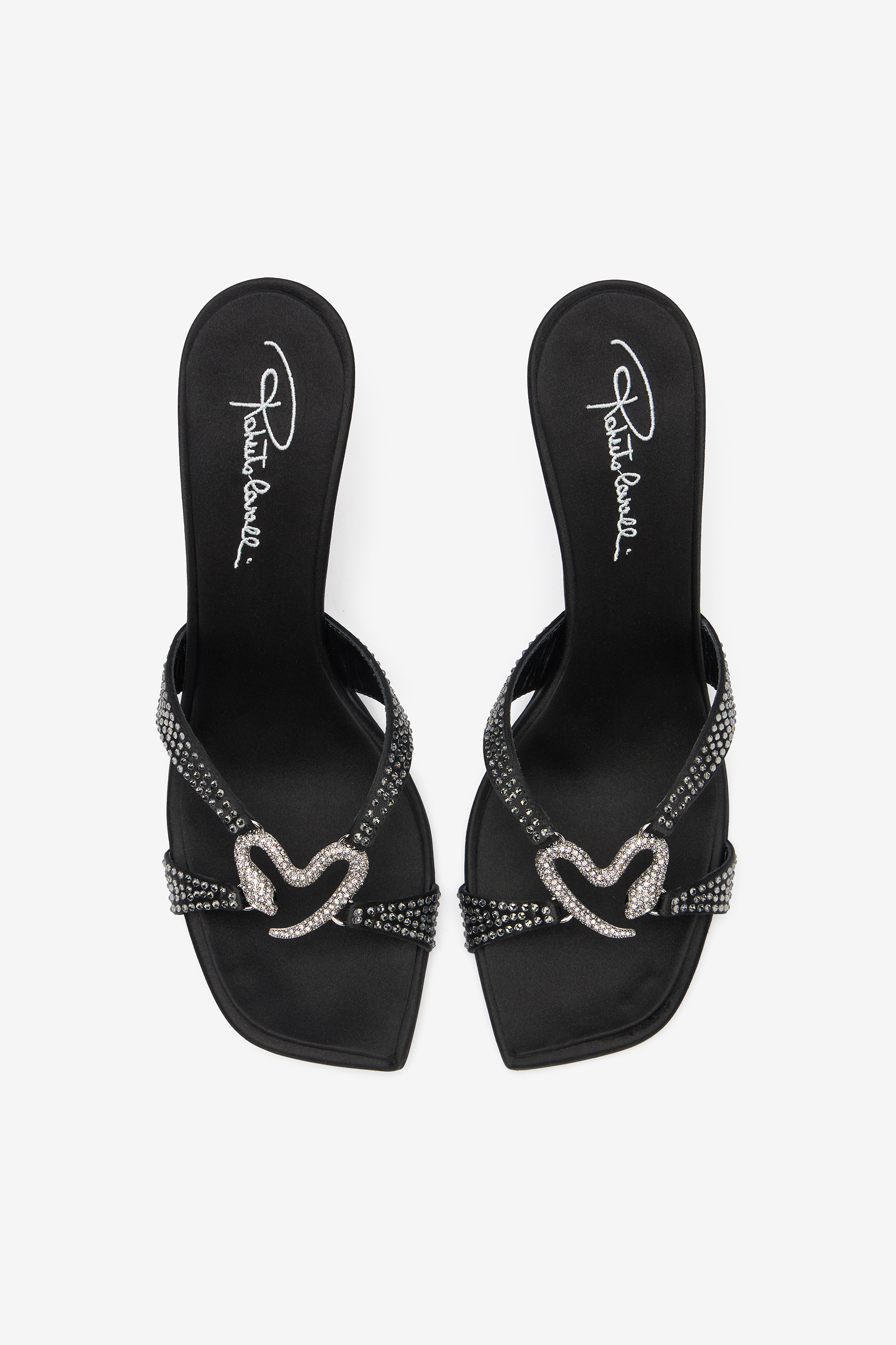 ROBERTO CAVALLI SANDALEN MIT STRASS UND SCHMUCKSCHLANGE