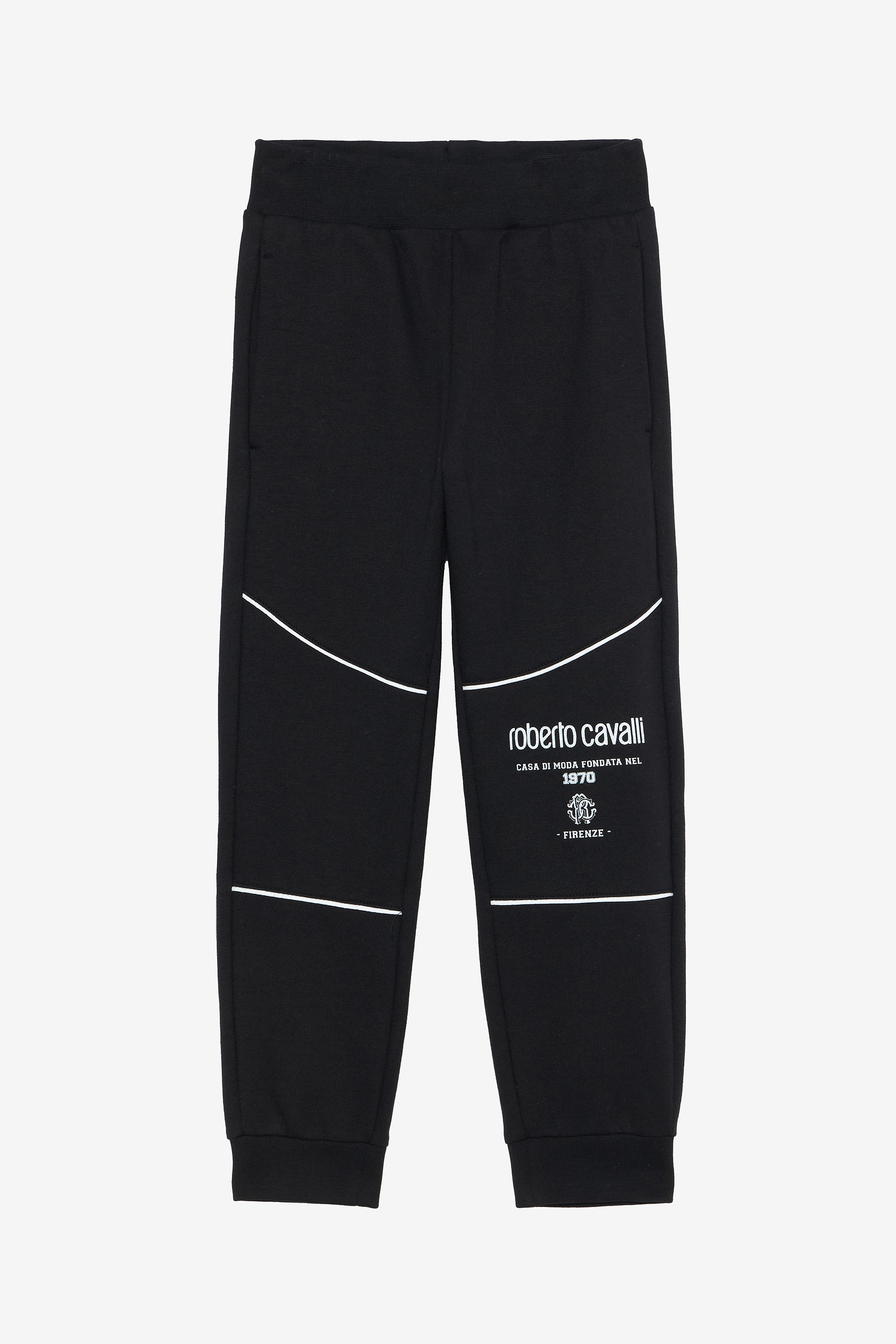 Roberto Cavalli Black Track Pants With Logo Print In Black