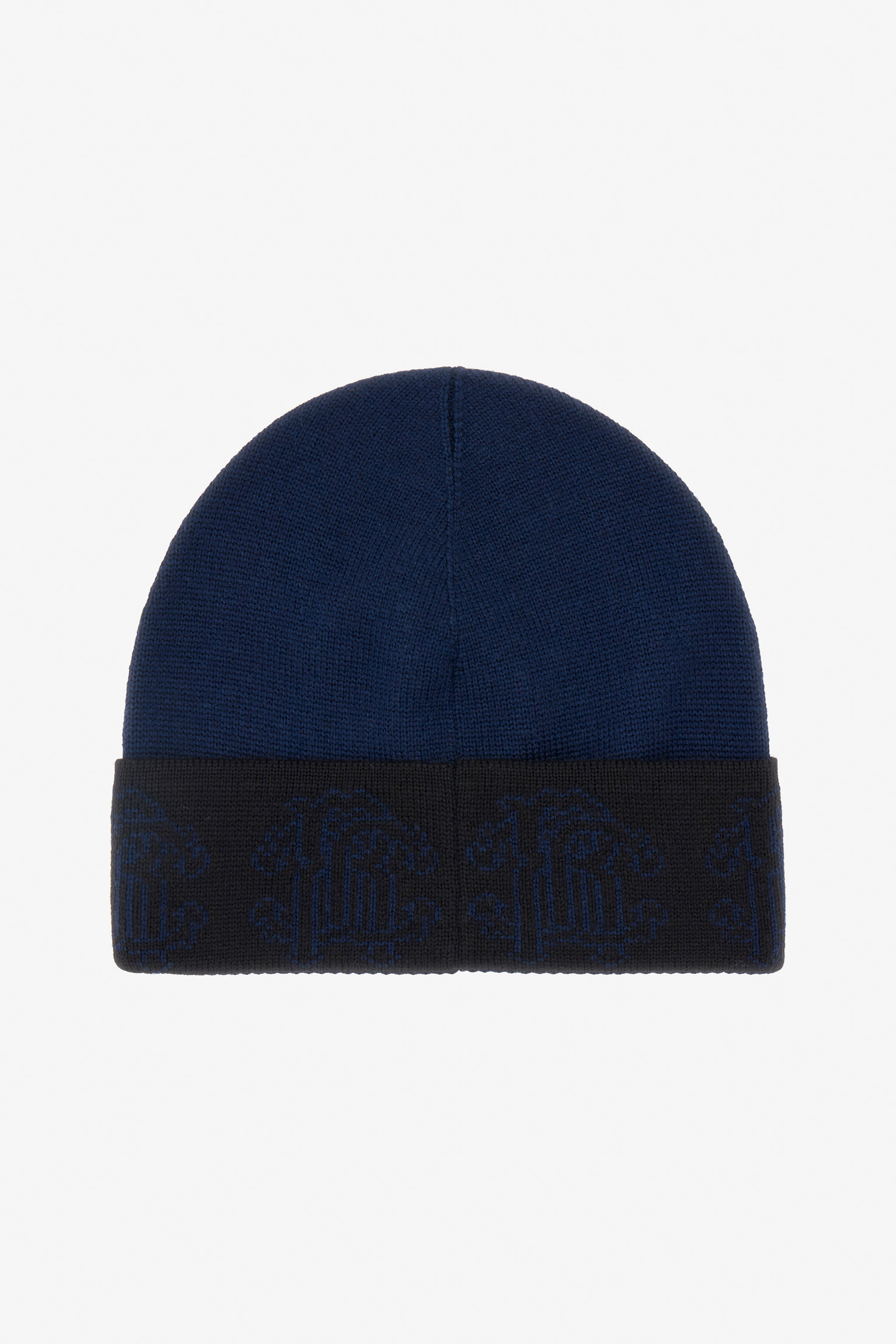 ROBERTO CAVALLI DUNKELBLAU WOLLMÜTZE BEANIE MIT LOGOBAND