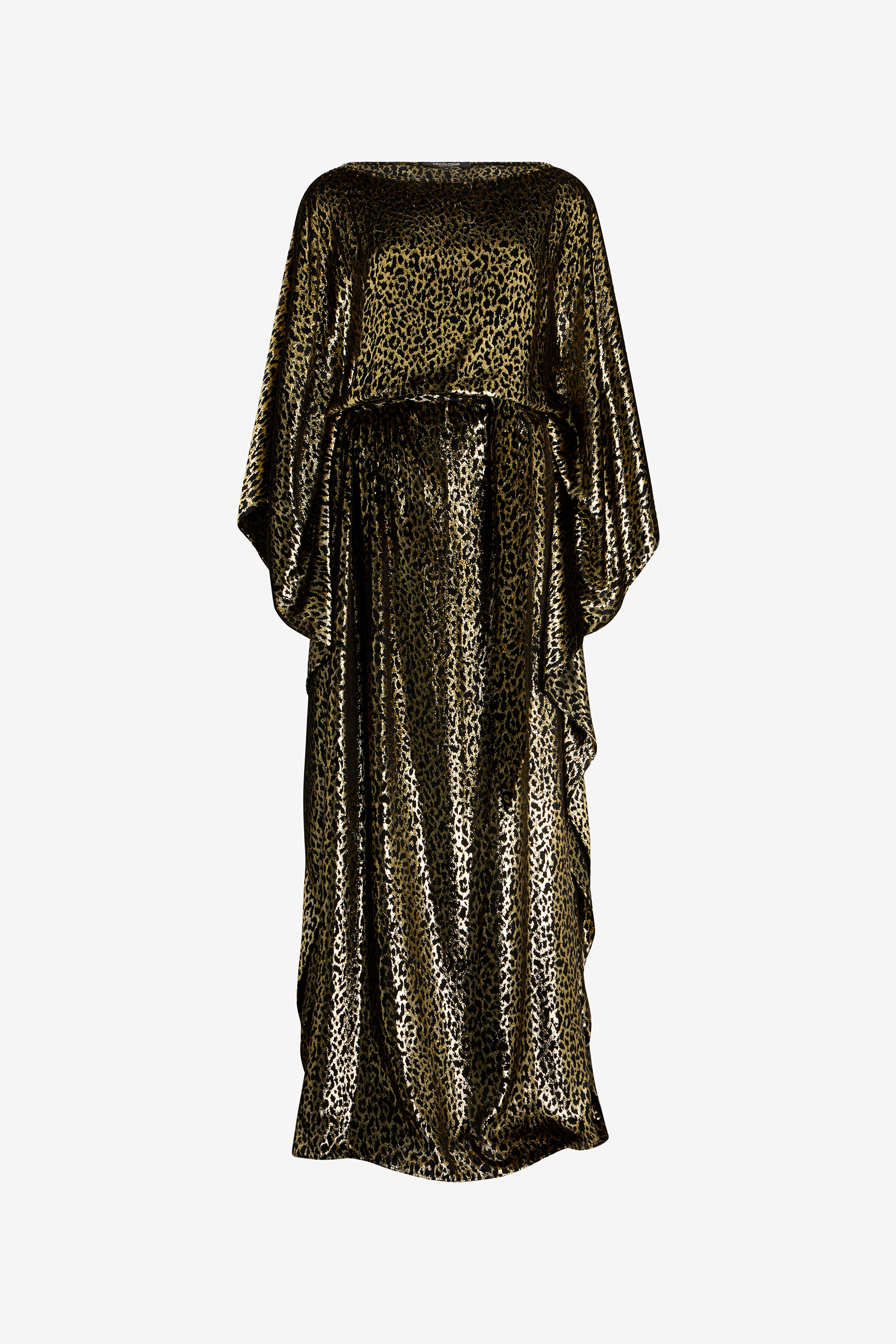 Roberto Cavalli Glossy Silk Animal-Print Kimono Dress