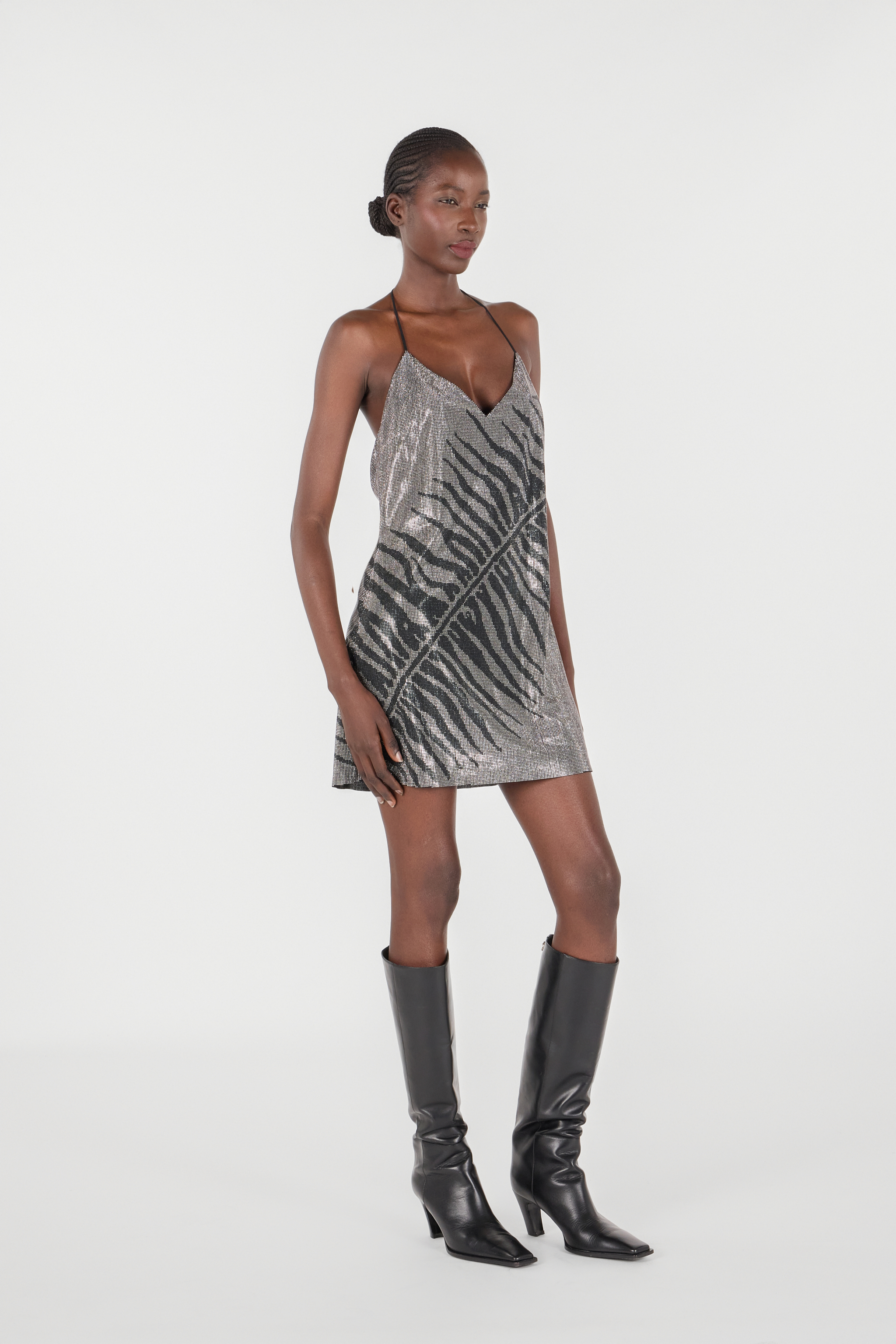 Shop Roberto Cavalli Minikleid Mit Print White Tigresse In Black/silver