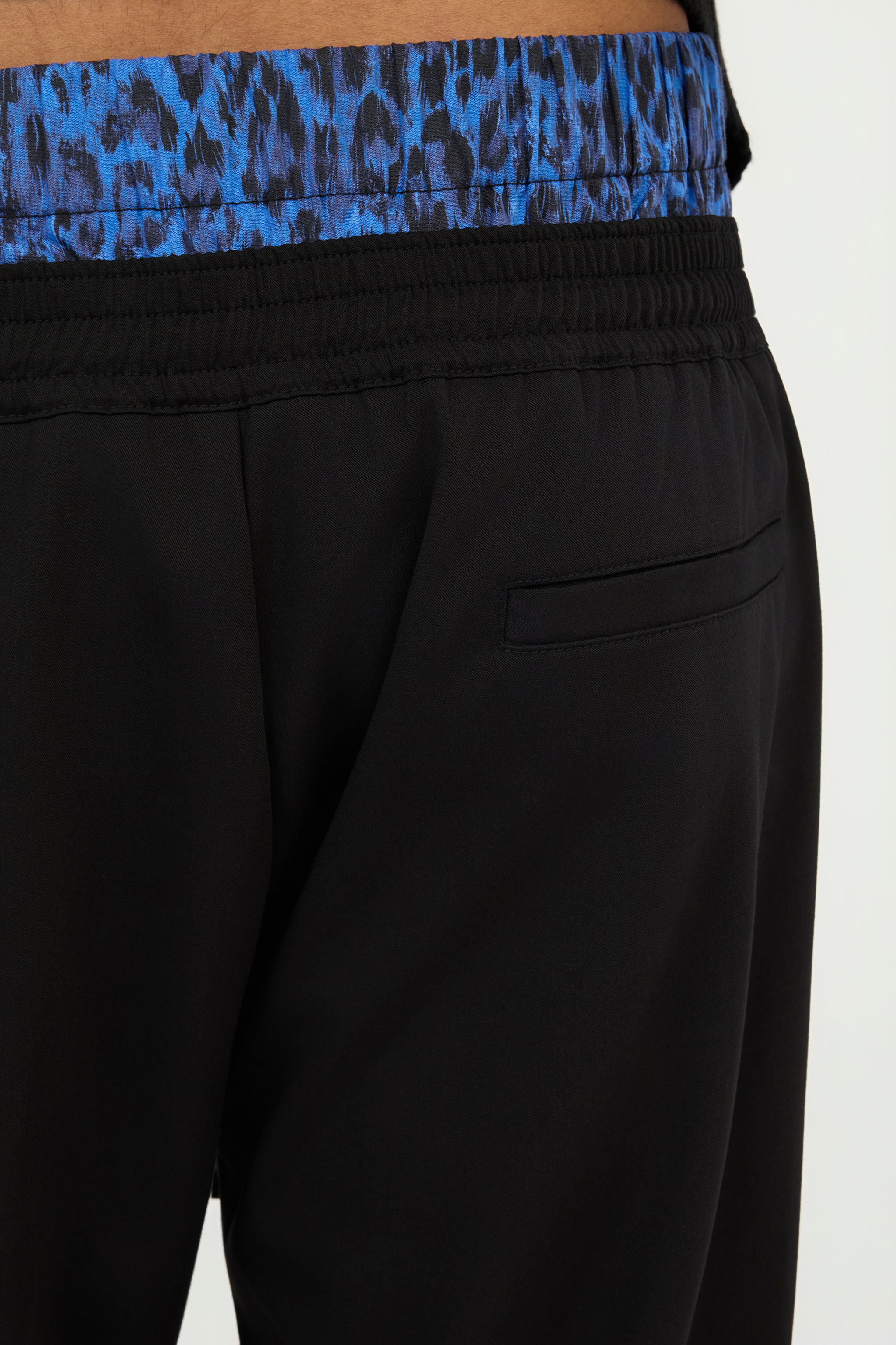 Black Trousers With Printed Waistband