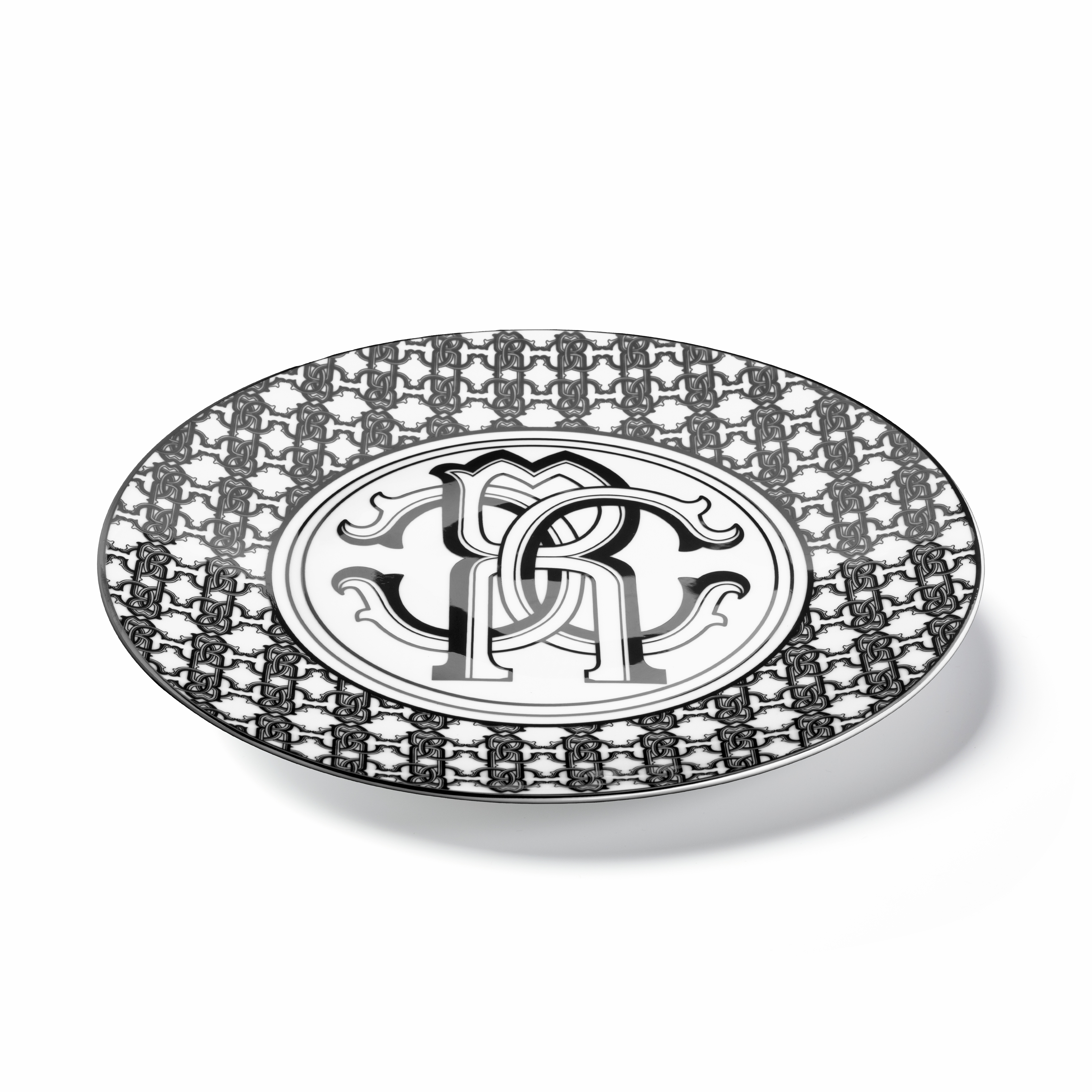  Roberto Cavalli Monogram Black Charger -  Plates Unica 