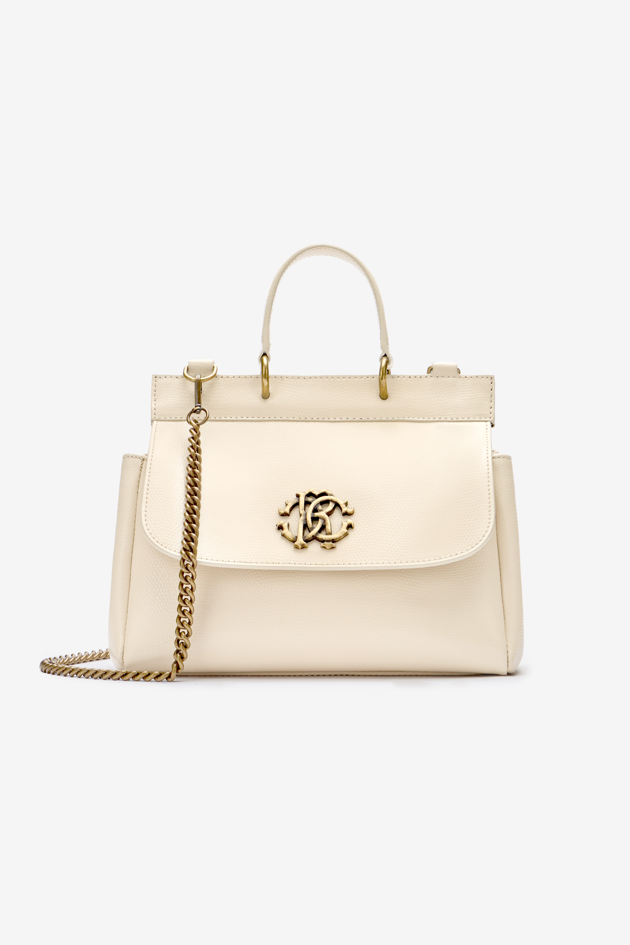 0408-158 レディース　バック Woman Leather Top Handle Bag in Ivory for Women | Roberto Cavalli®