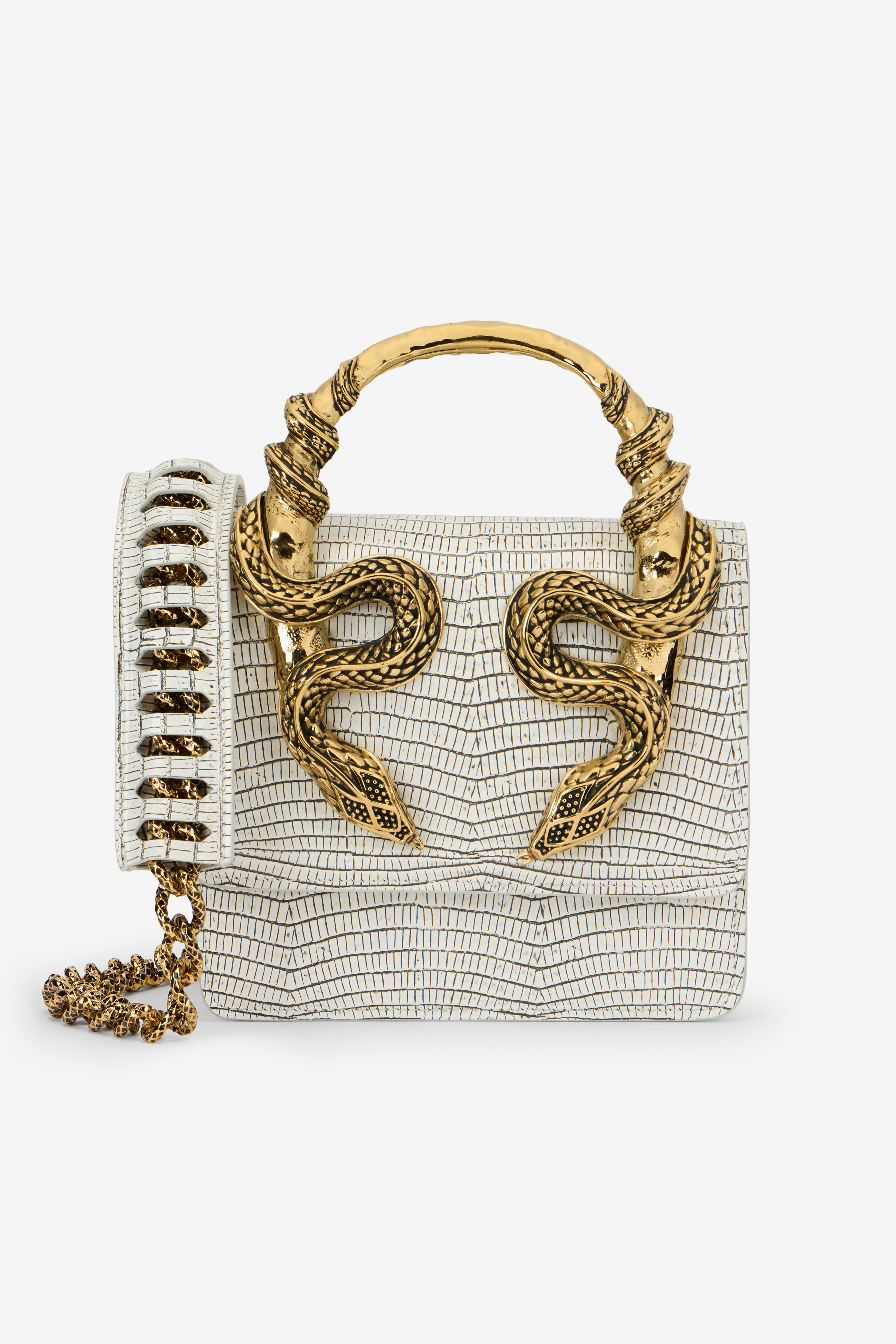 Roberto Cavalli Women's Serpentine Bag - Top Handle Bone