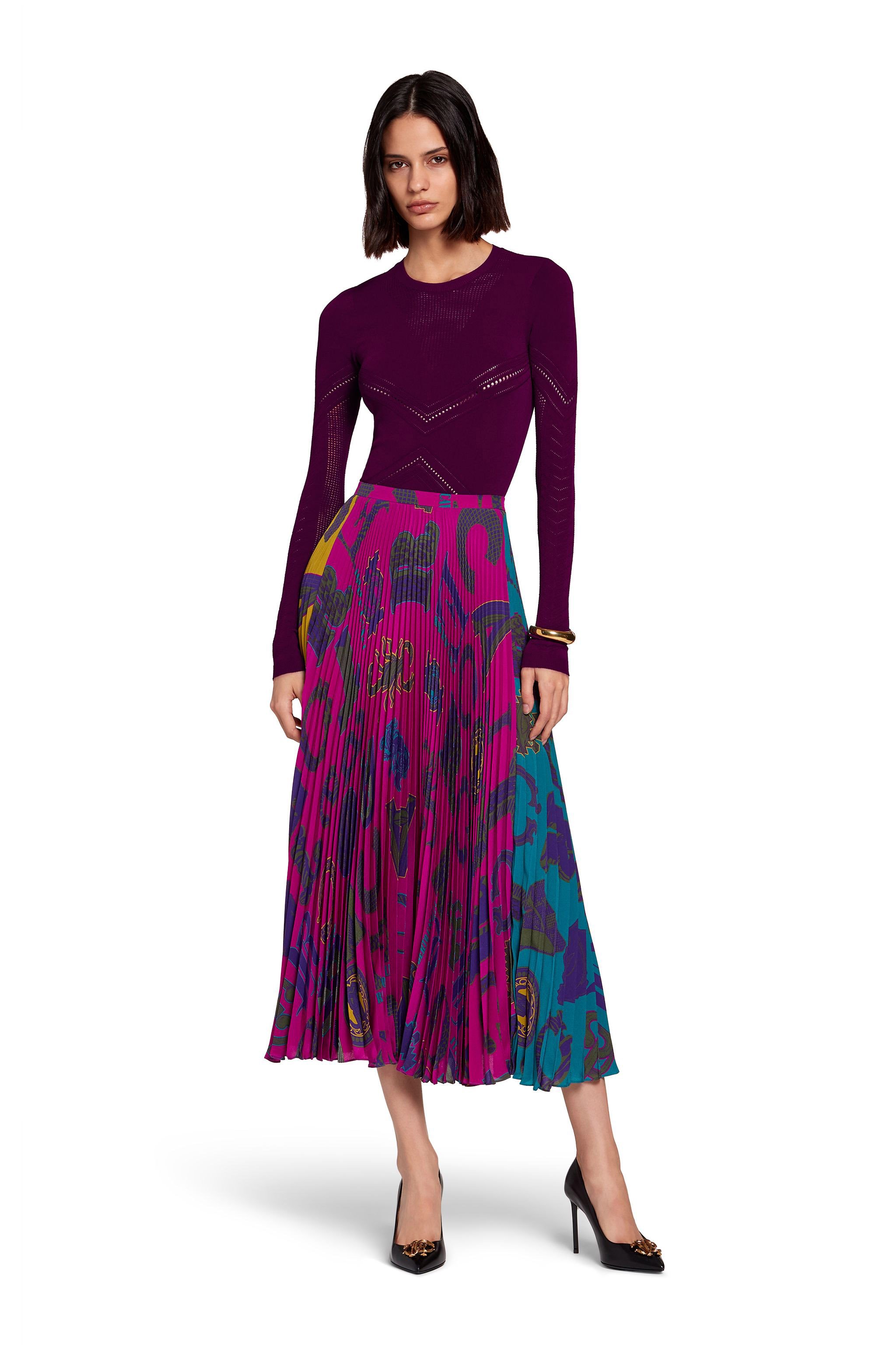 Roberto Cavalli Open Knit Detailed Jumper In Purple