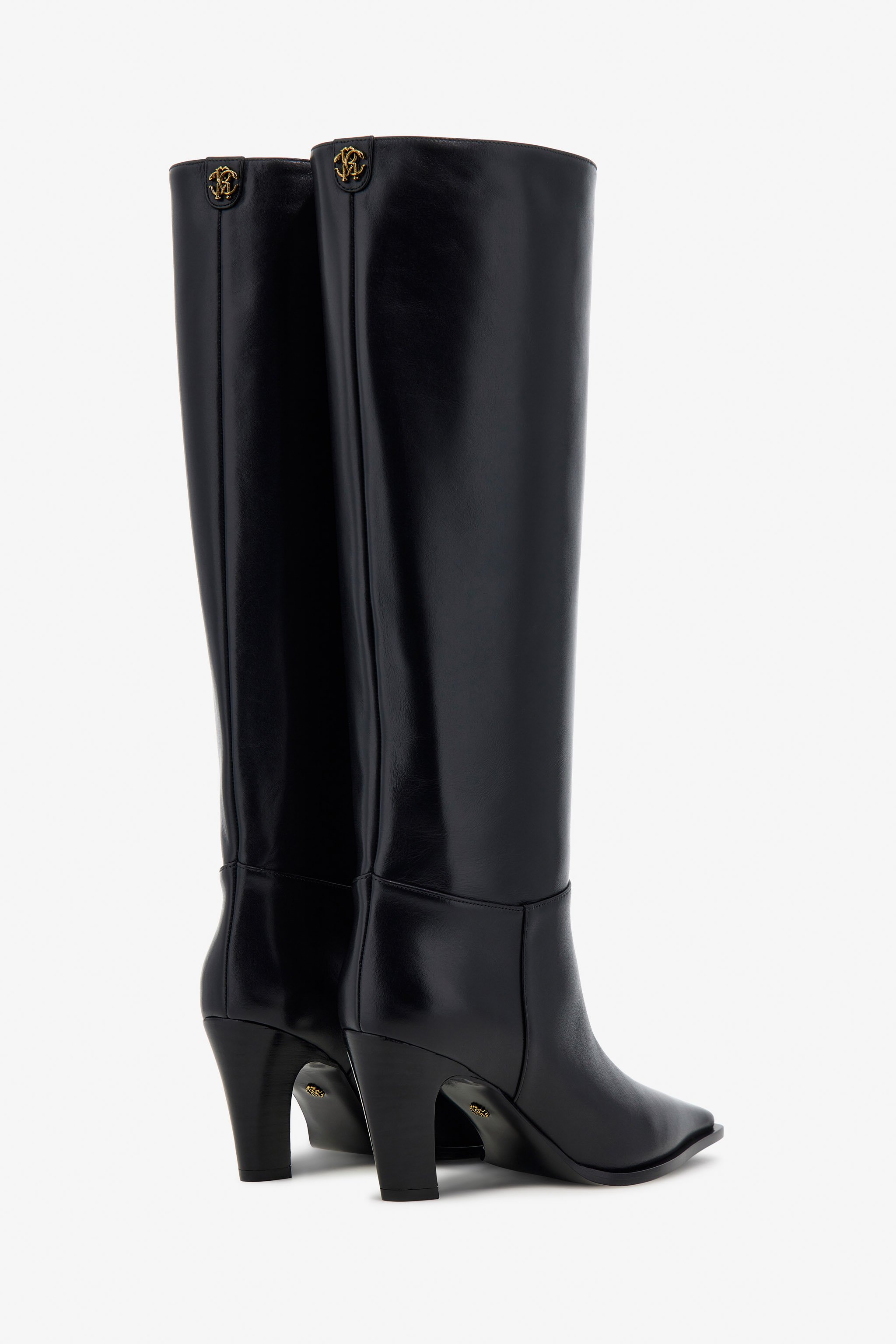 Roberto Cavalli Leather Knee-high Boots In Black