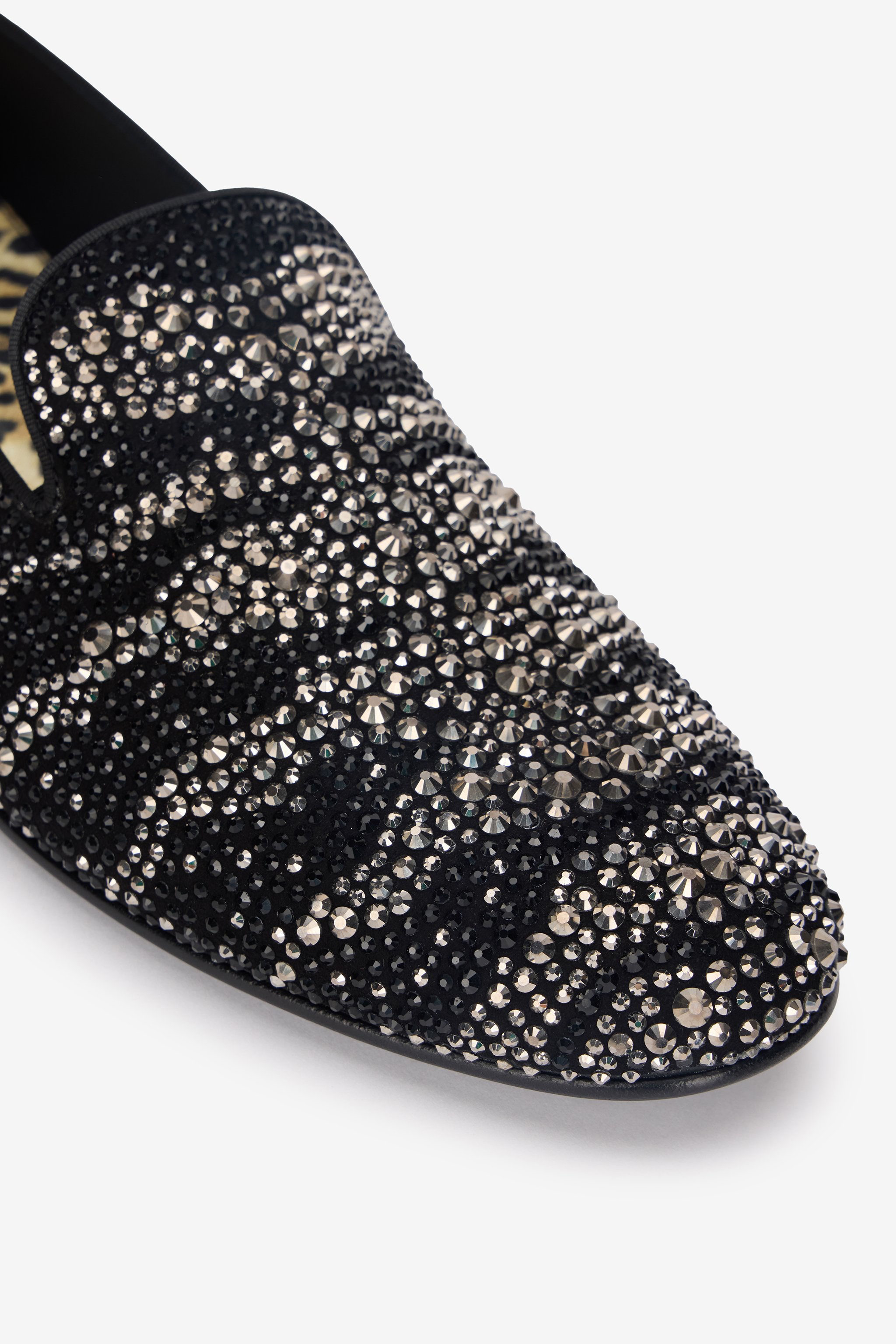 Roberto Cavalli Crystal-embellished Zebra-stripe Slippers In Black/ant Silver