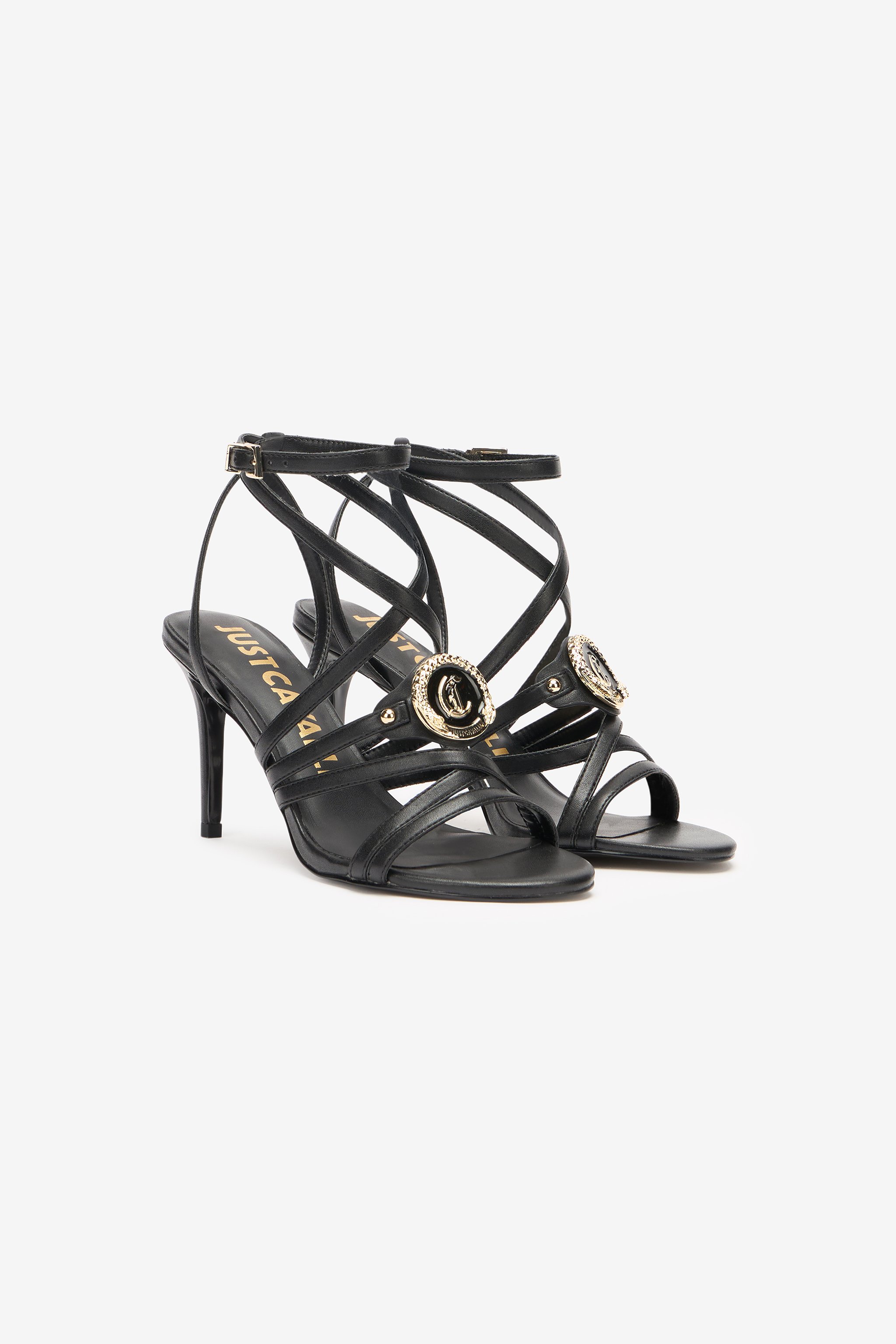 ROBERTO CAVALLI SANDALEN MIT LOGO-MEDAILLON