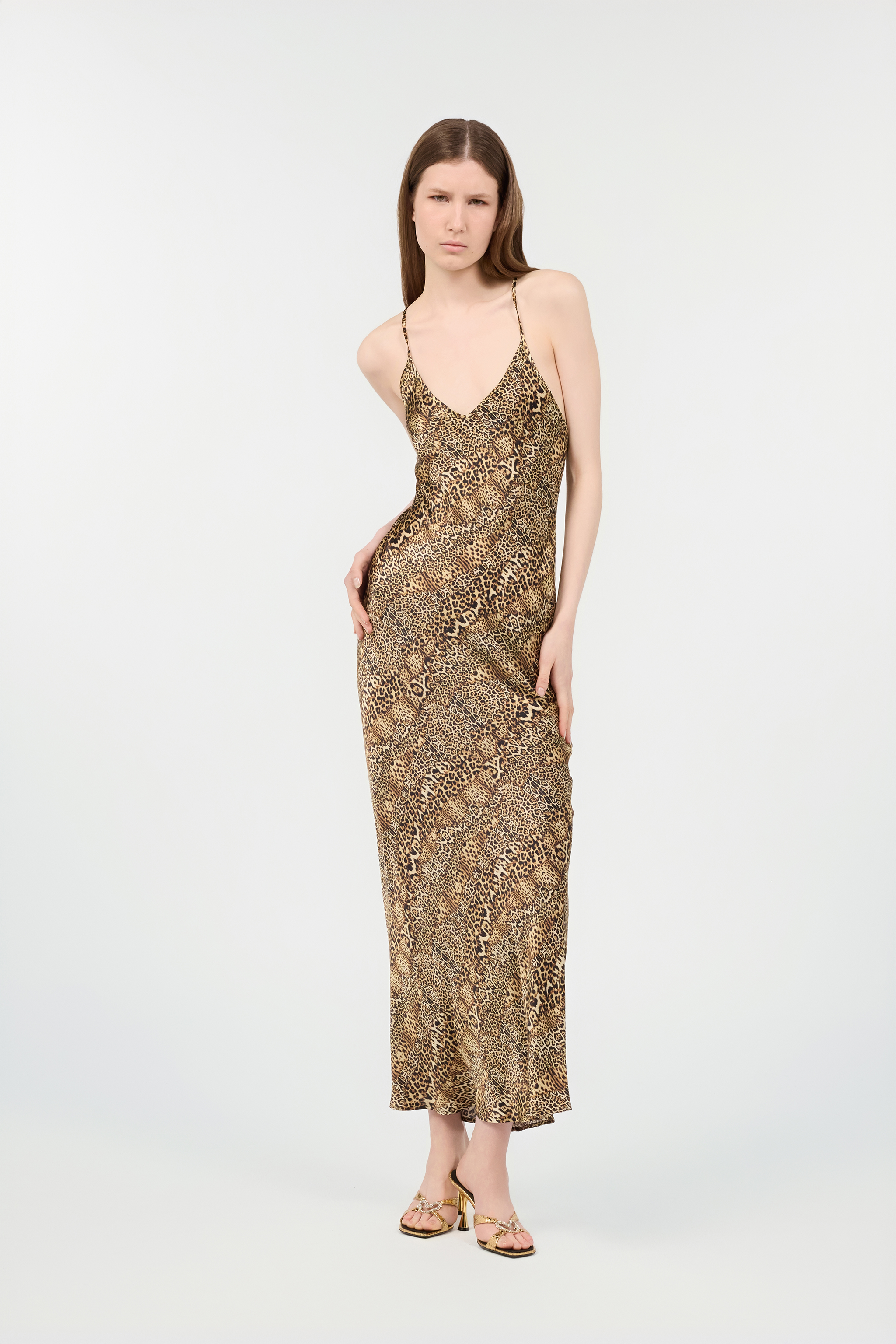 Shop Roberto Cavalli Kleid Aus Seide Mit Print Jaguar, Cheetah Und Leopard