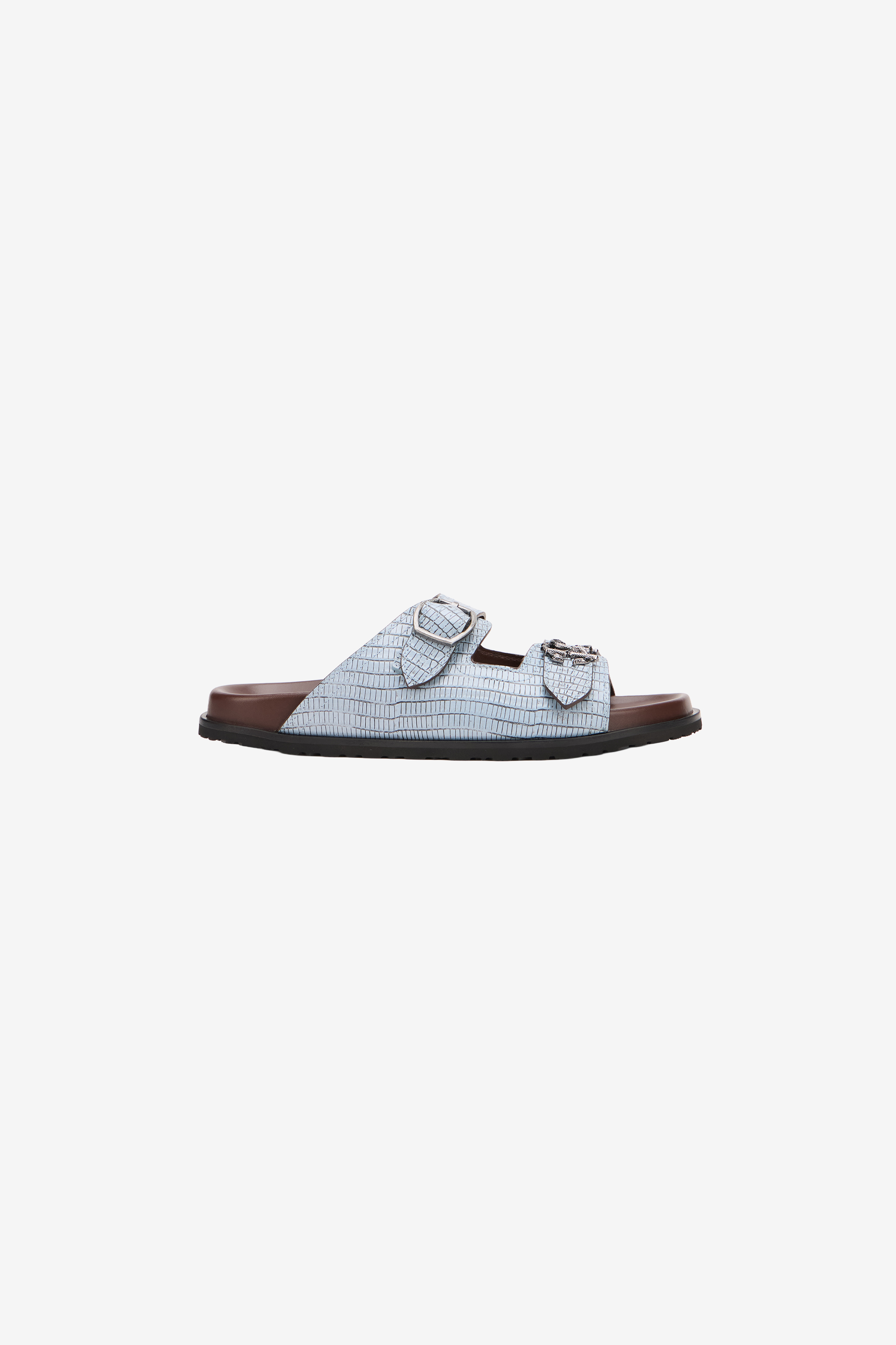 Roberto Cavalli Light Blue Leather Sandal