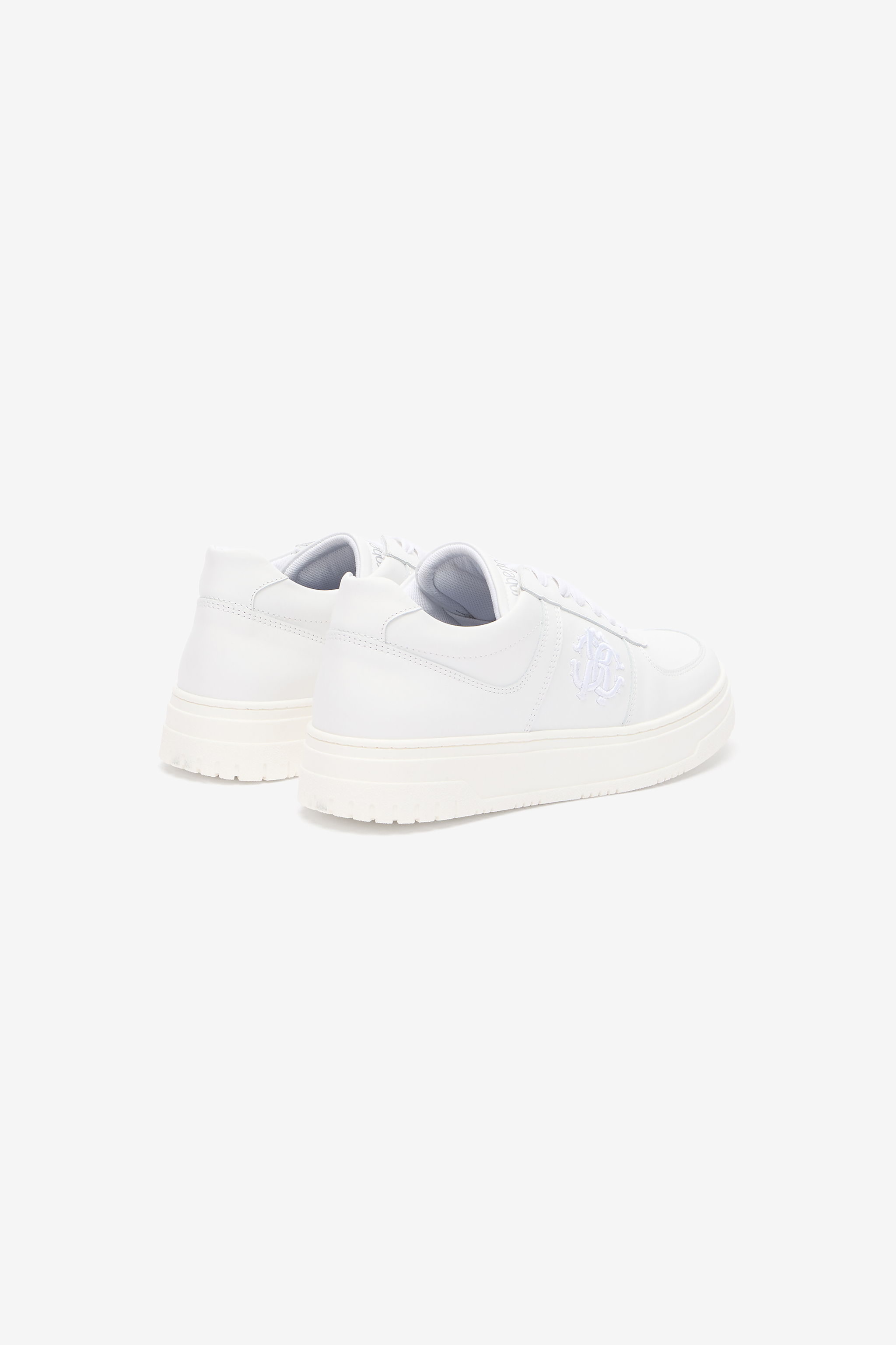 Roberto Cavalli White Sneaker With Embroidered Monogram Rc In White